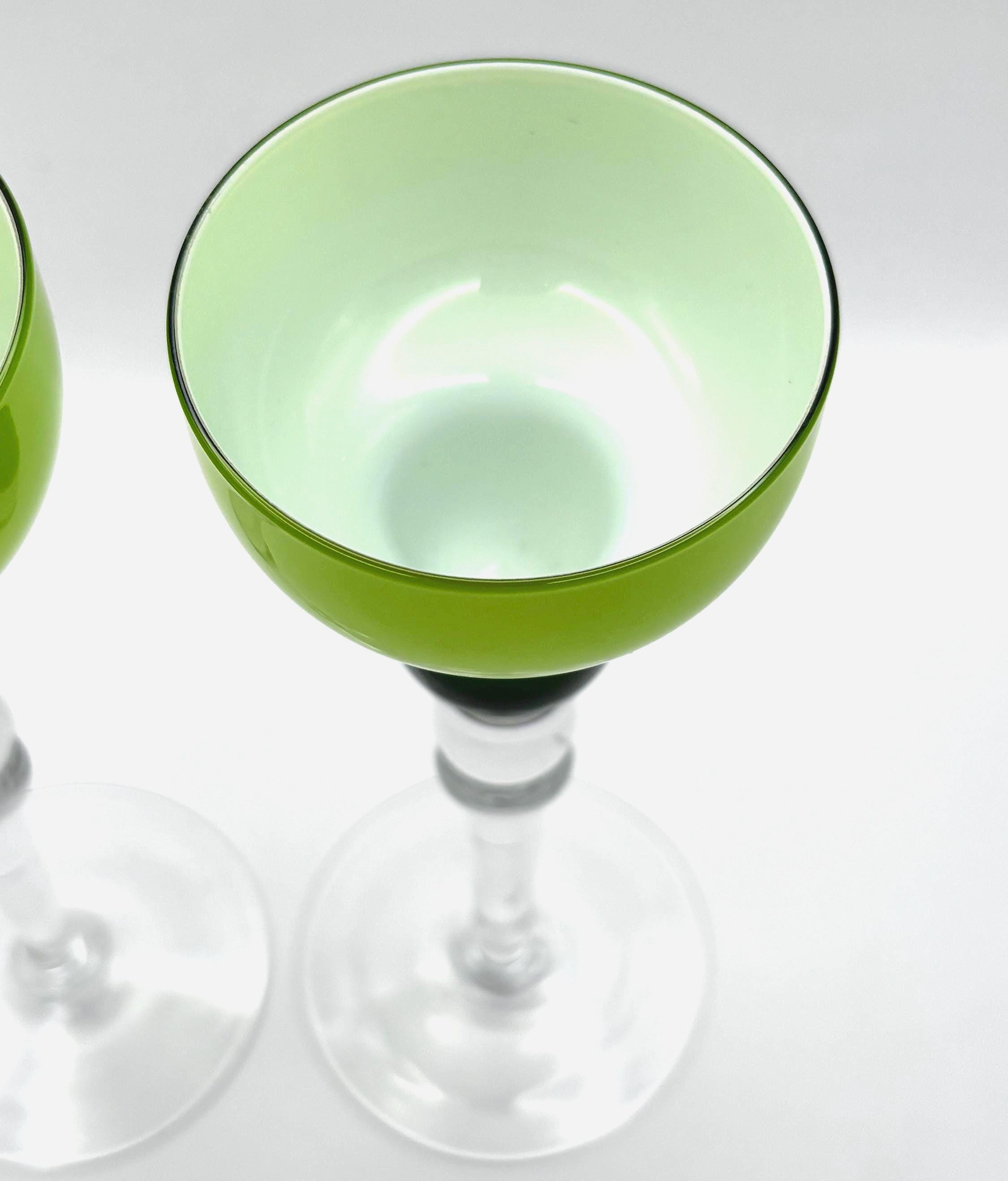 Vintage ALCO England Candle Holders | Lime Green Ombre Glass Candlestick Set