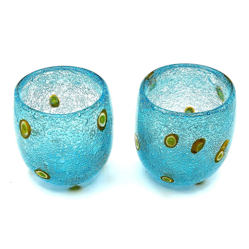 Henriques Turquoise Art Glass Tumblers | Mouth-Blown Scandinavian Bubbles