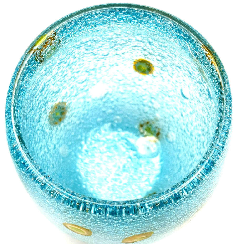 Millefiori-style, Henriques Turquoise Art Glass Tumblers | Mouth-Blown Art