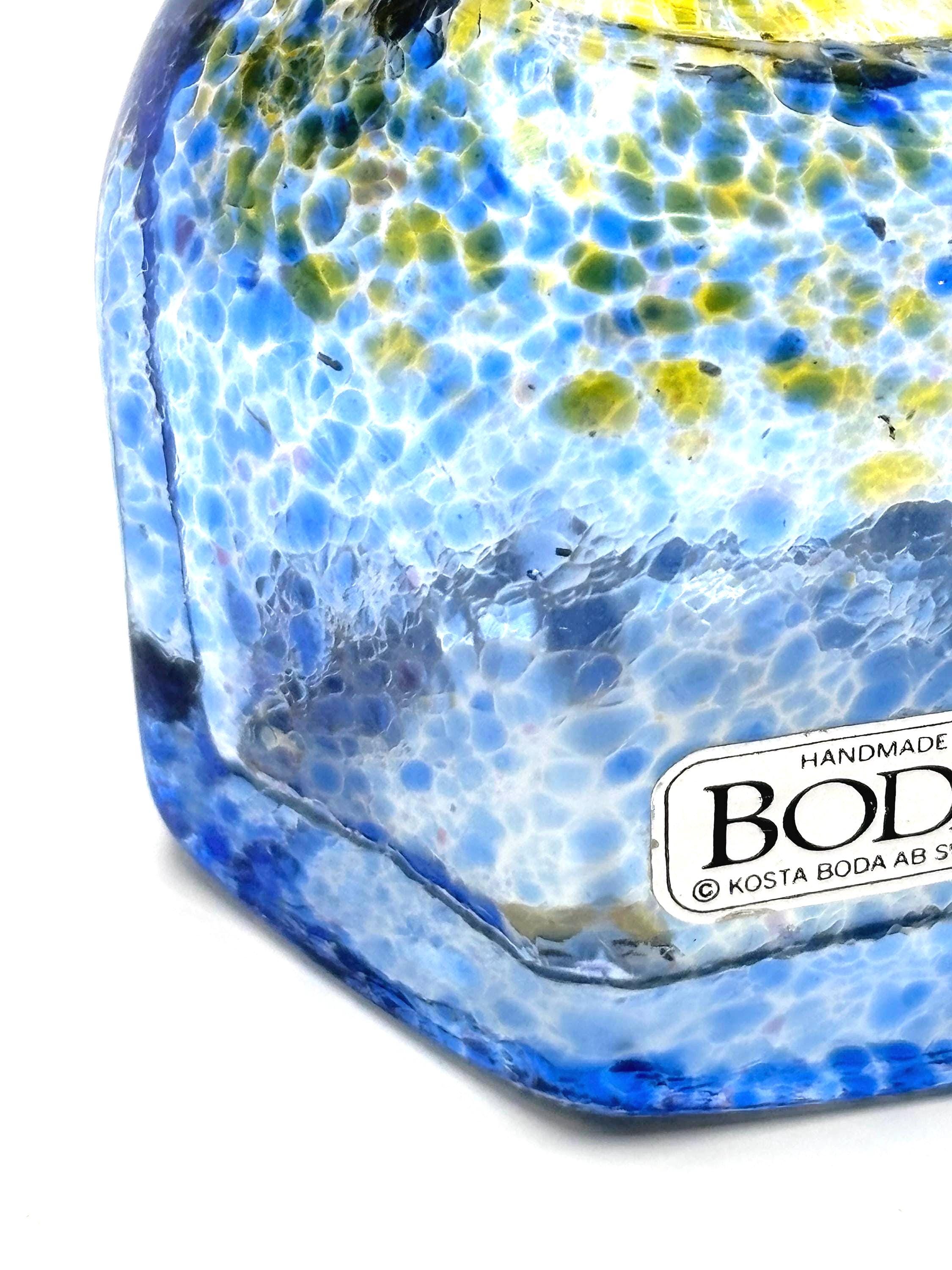 Vintage Kosta Boda, Erik Höglund, Blue Amber Art Glass Vase | Swedish Scandinavian Decor