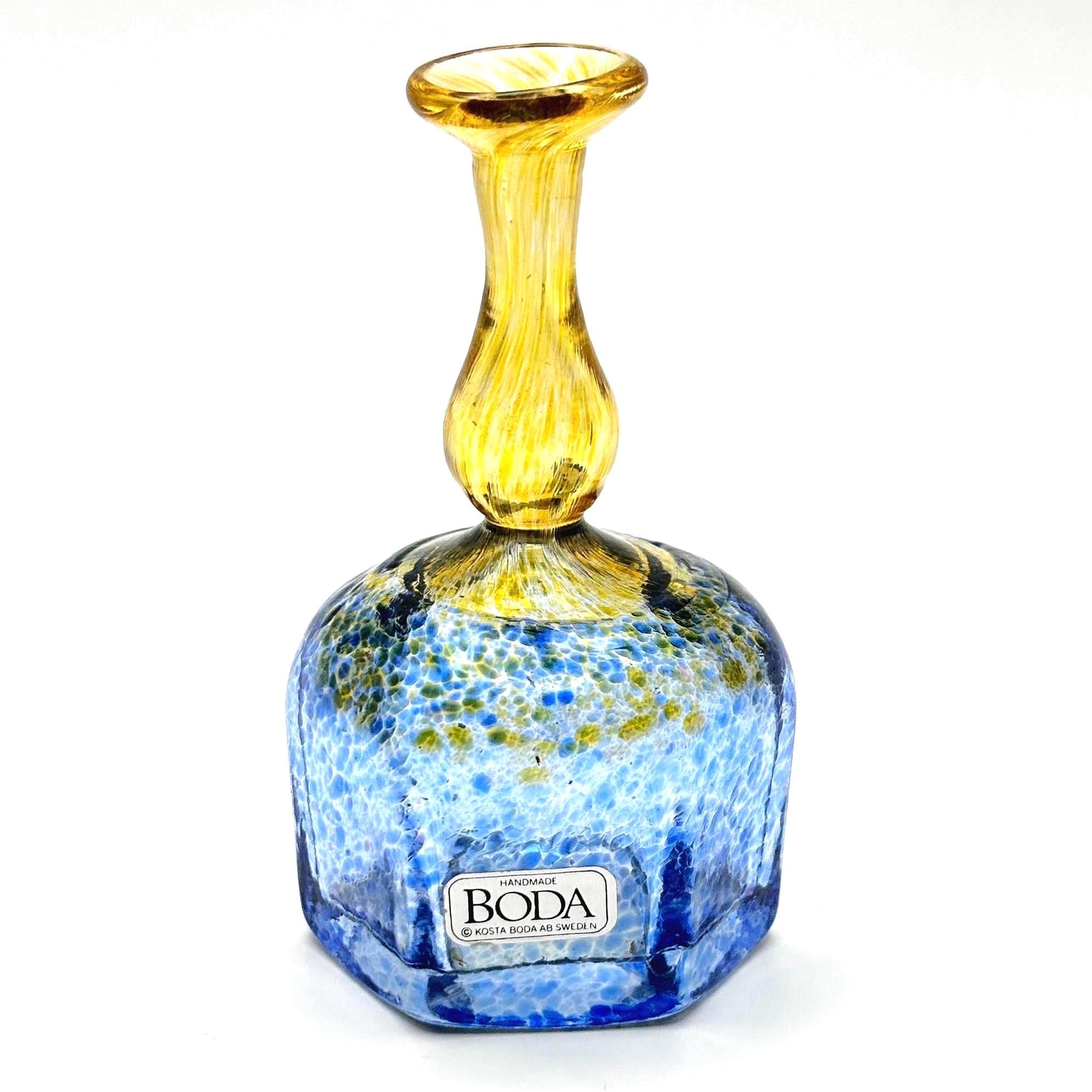 Vintage Kosta Boda, Erik Höglund, Blue Amber Art Glass Vase | Swedish Scandinavian Decor