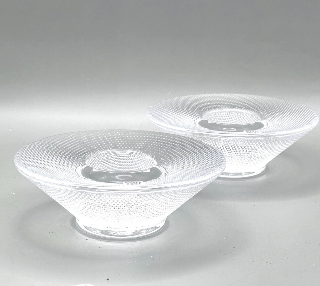 Kosta Boda, Göran Wärff, Crystal Candle Holders Pair | Scandinavian Mid Century Art Glass