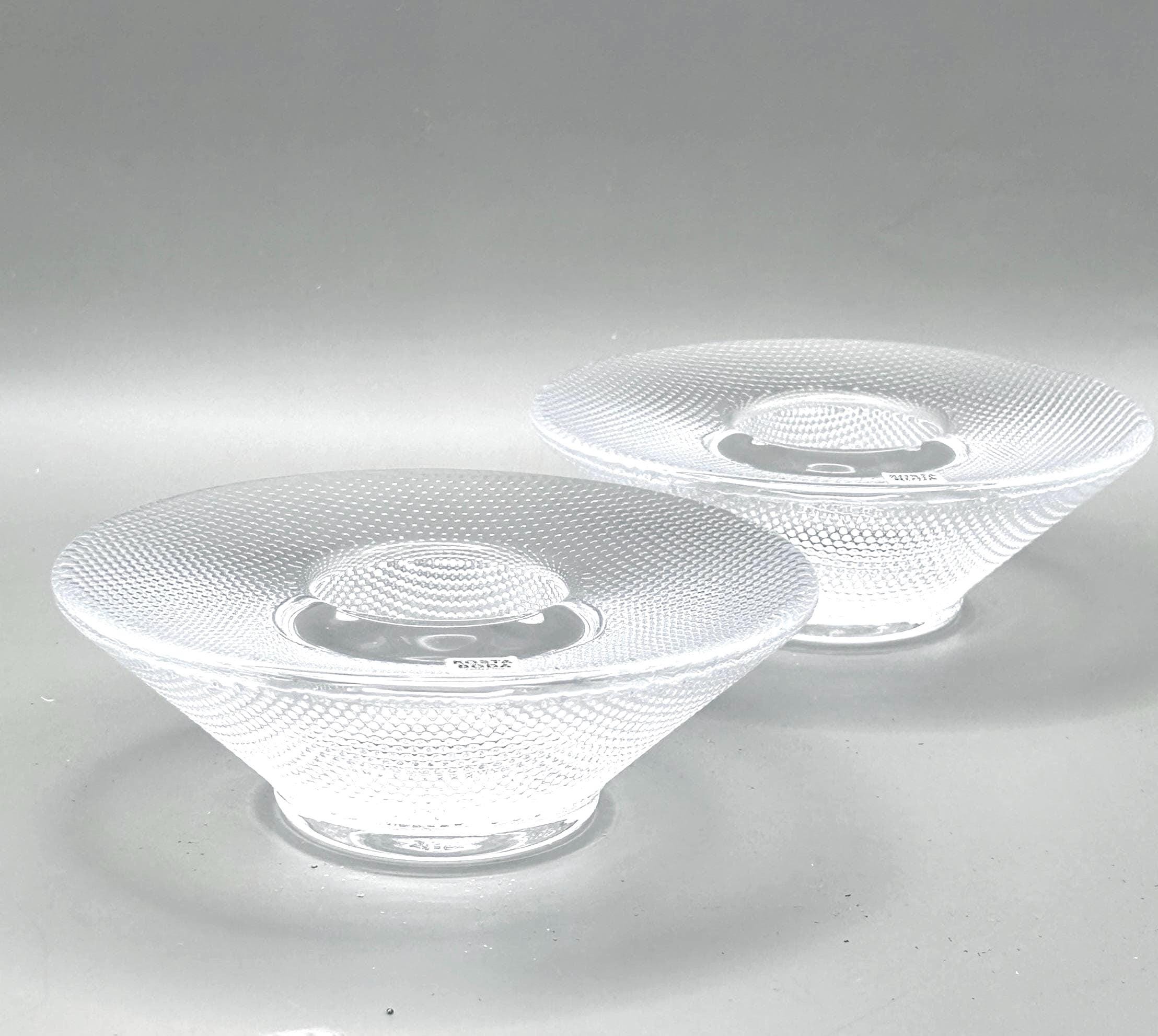 Kosta Boda, Göran Wärff, Crystal Candle Holders Pair | Scandinavian Mid Century Art Glass