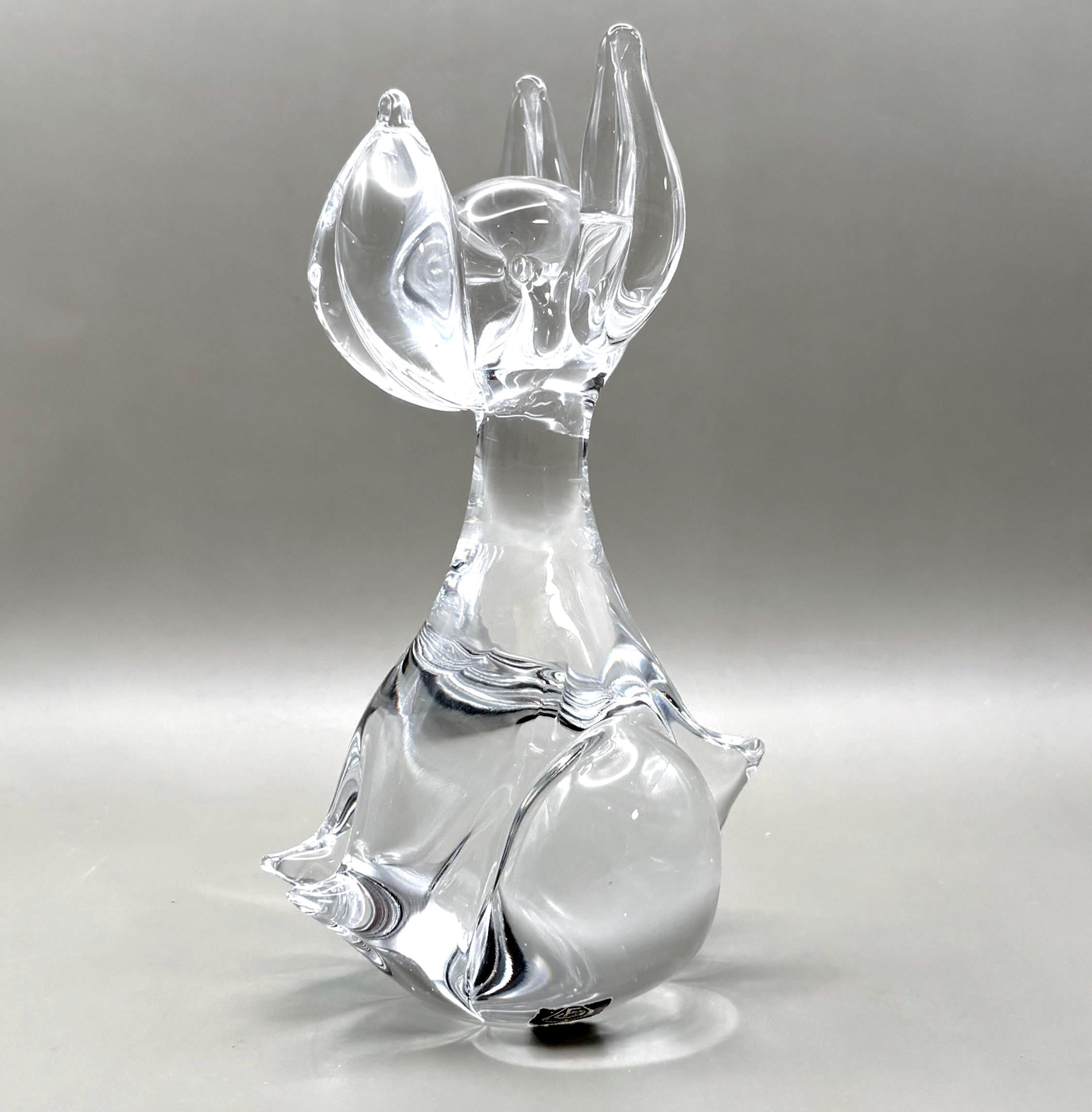 Vintage Ekenäs Glasbruk Crystal Dog Sculpture | Swedish Art Glass