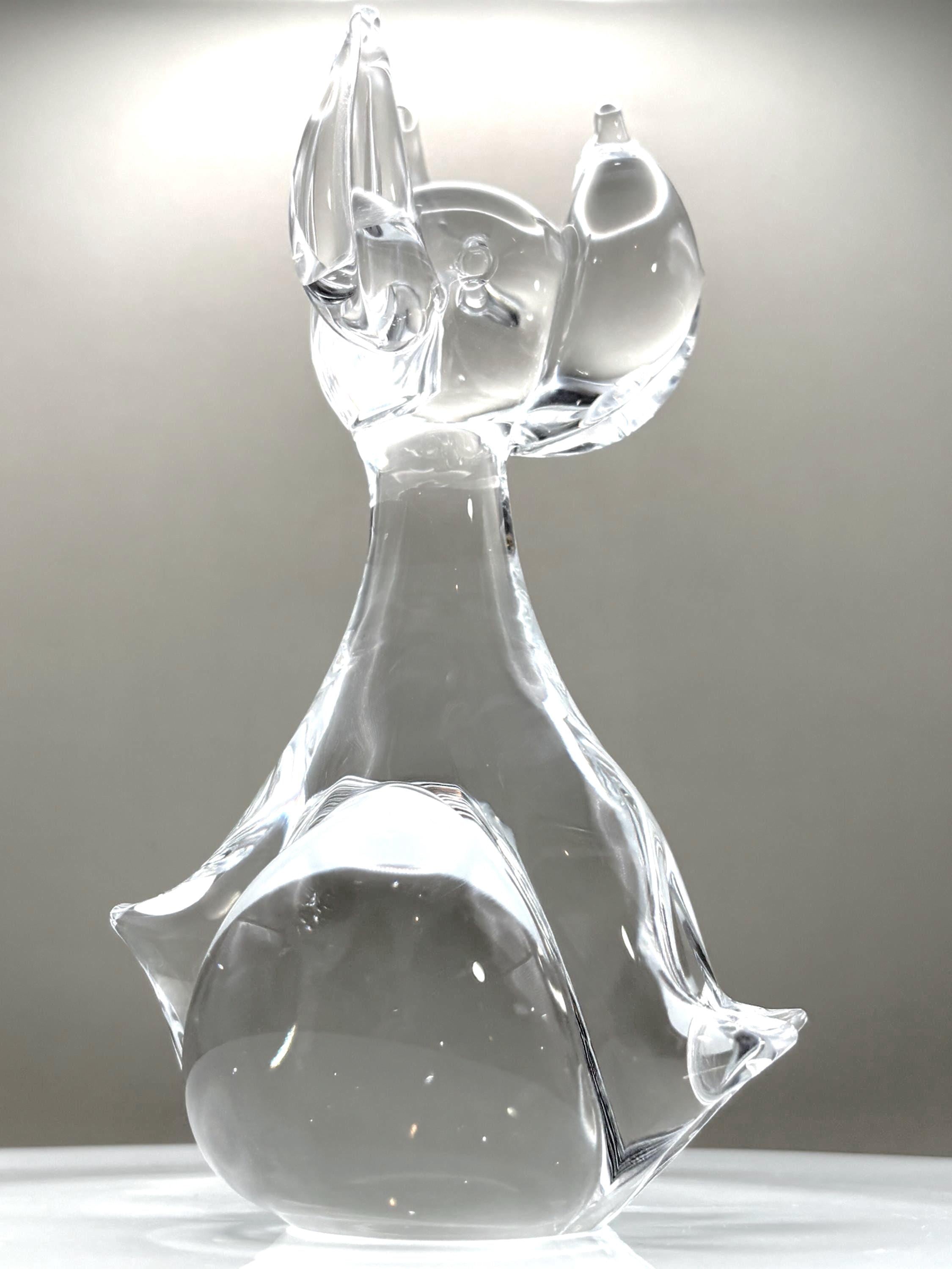 Vintage Ekenäs Glasbruk Crystal Dog Sculpture | Swedish Art Glass