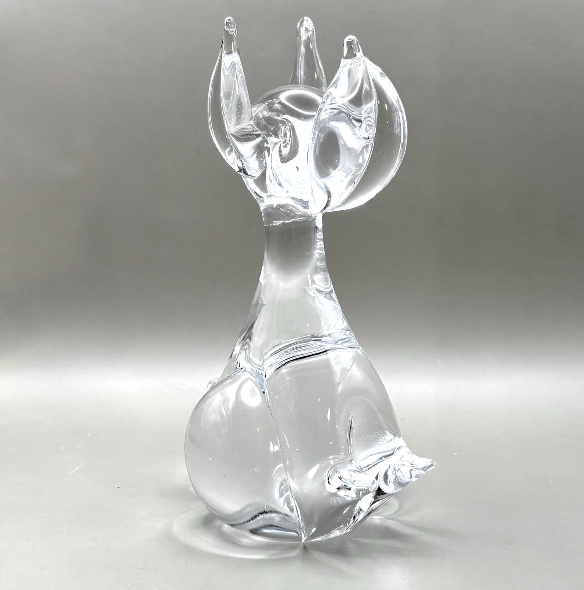 Vintage Ekenäs Glasbruk Crystal Dog Sculpture | Swedish Art Glass