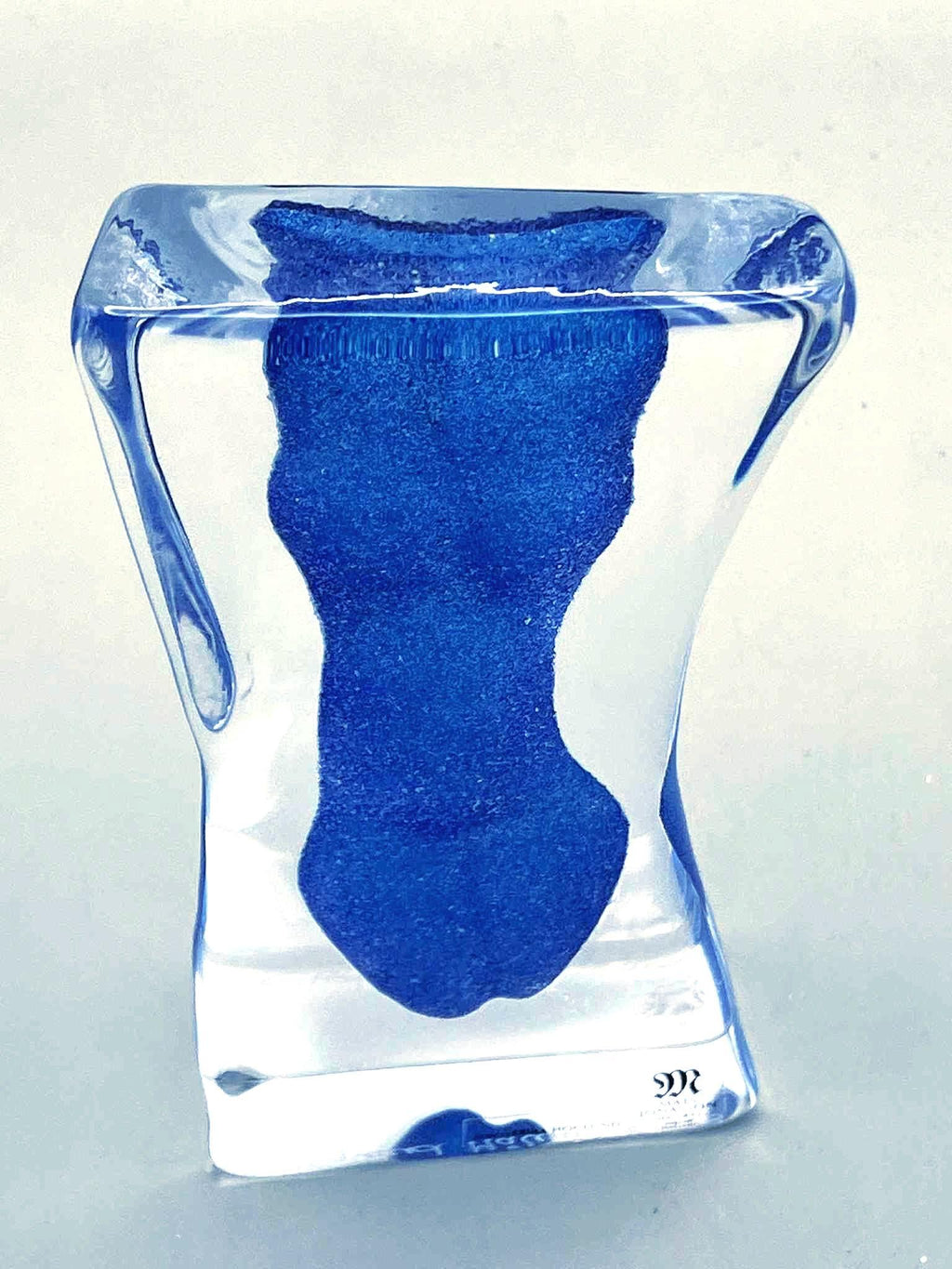 Erika Höglund Signed Blue Crystal Sculpture, Mats Jonasson Målerås Art Glass