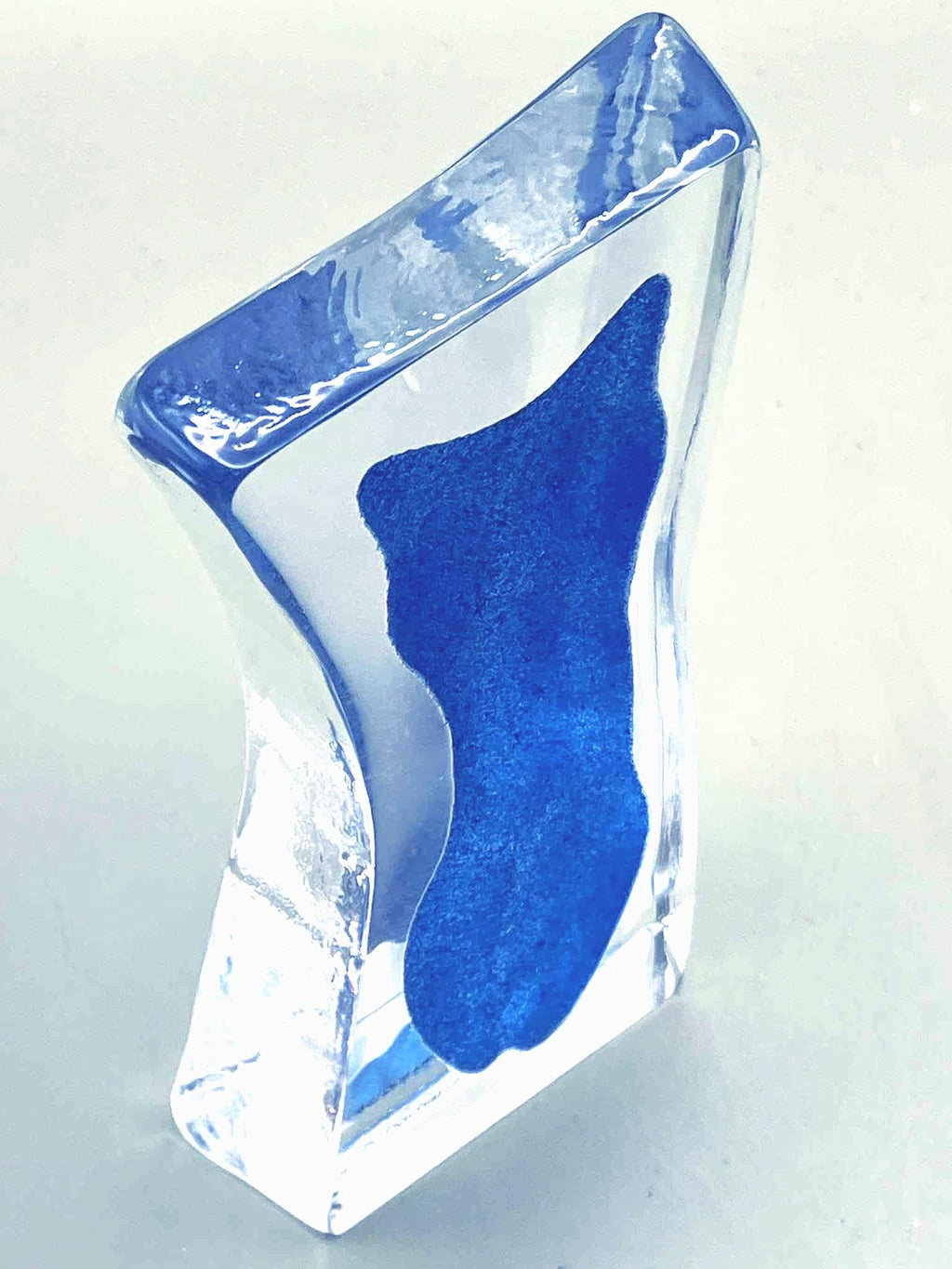 Erika Höglund Signed Blue Crystal Sculpture, Mats Jonasson Målerås Art Glass