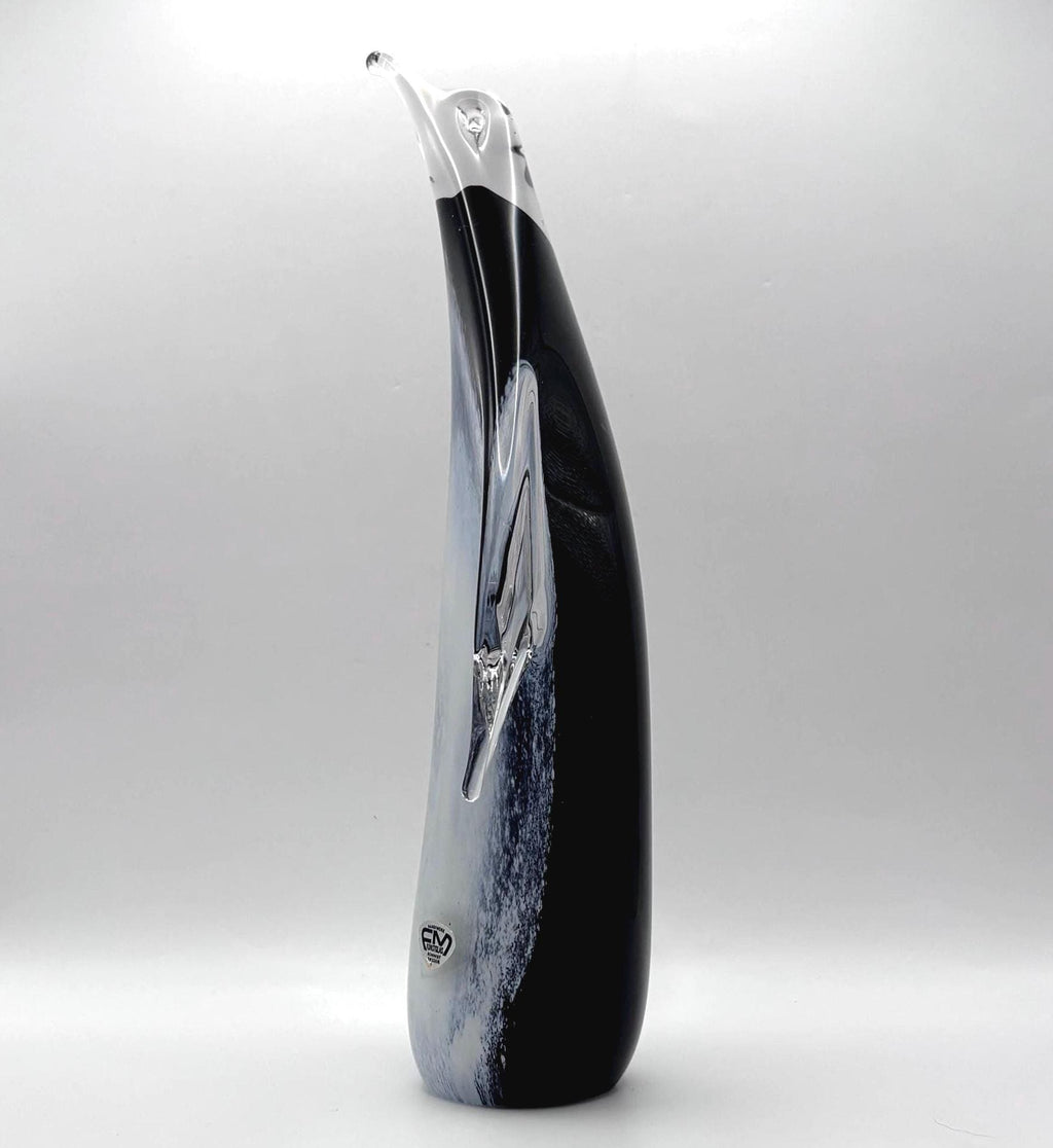 Vintage FM Konstglas Tall Glass Penguin Figurine | Scandinavian Art Glass