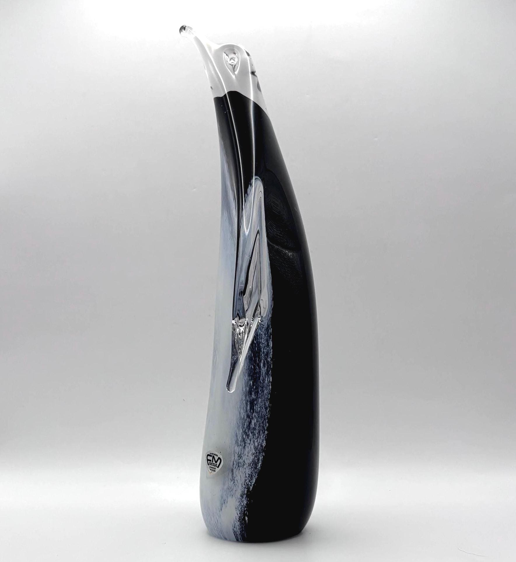 Vintage FM Konstglas Tall Glass Penguin Figurine | Scandinavian Art Glass