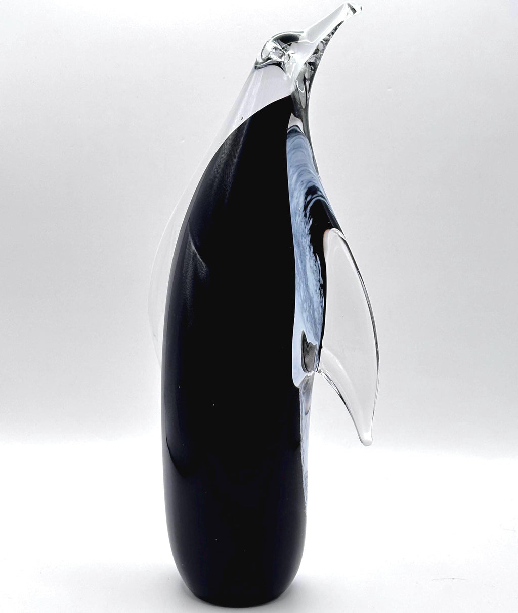 Vintage FM Konstglas Tall Glass Penguin Figurine | Scandinavian Art Glass