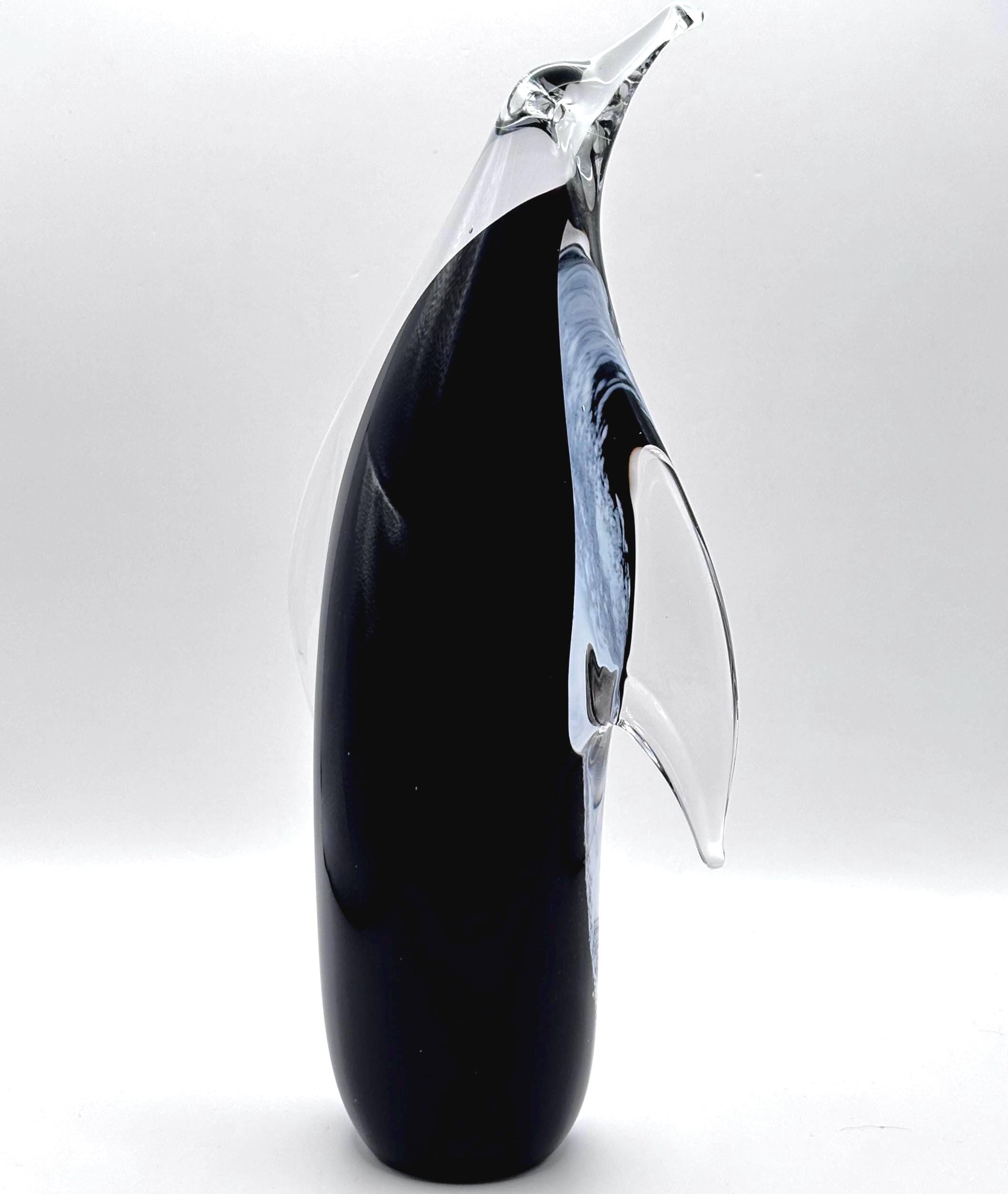 Vintage FM Konstglas Tall Glass Penguin Figurine | Scandinavian Art Glass