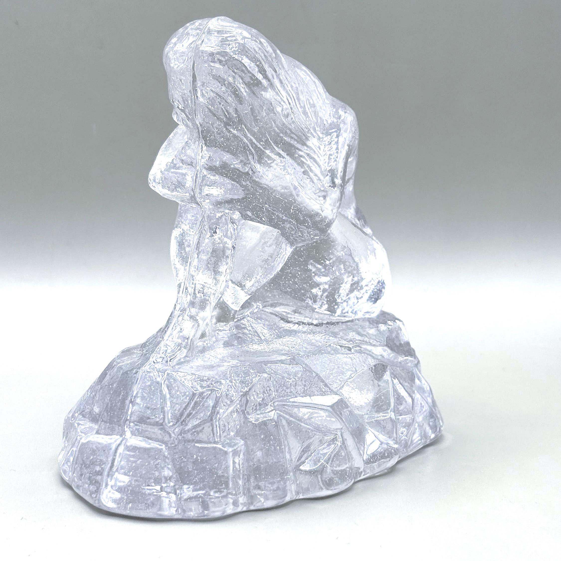 Vintage Swedish Crystal Female Figurine, Clear Art Glass Sculpture