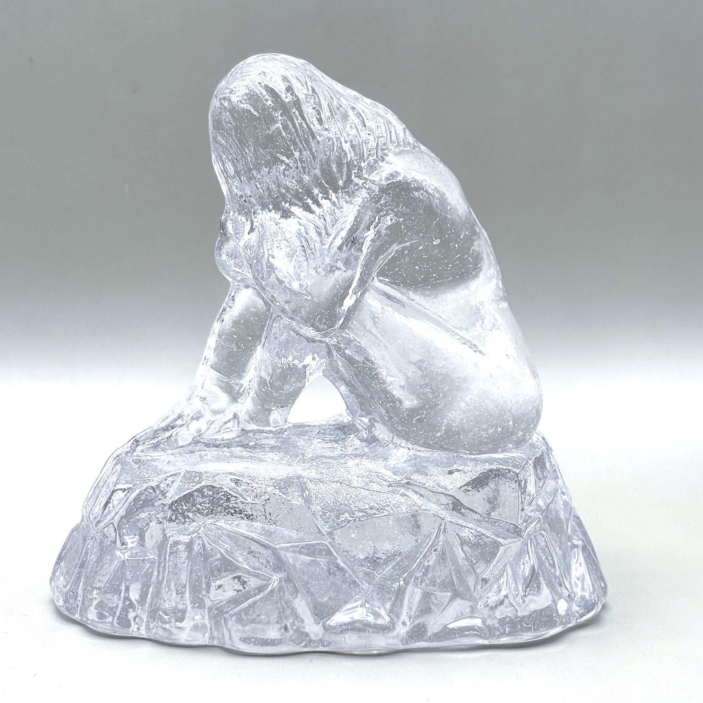 Vintage Swedish Crystal Female Figurine, Clear Art Glass Sculpture
