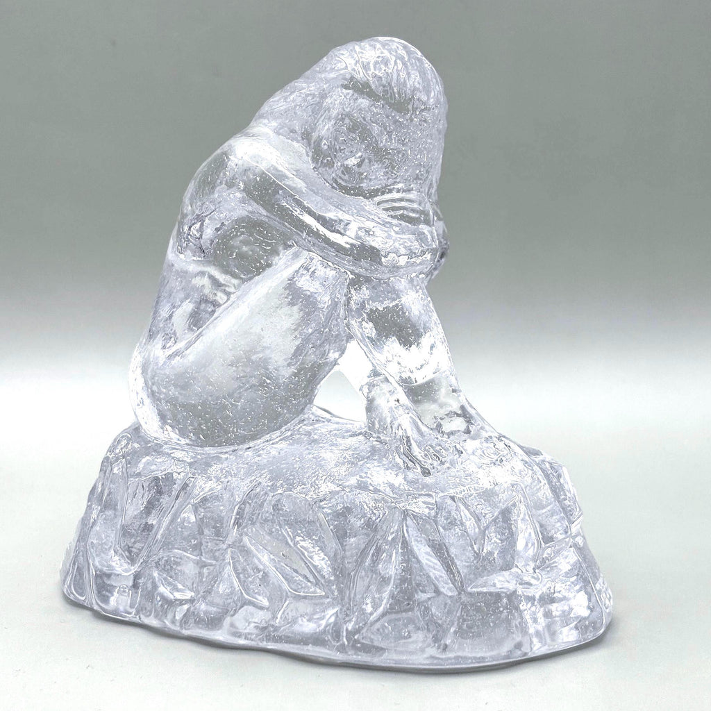 Vintage Swedish Crystal Female Figurine, Clear Art Glass Sculpture