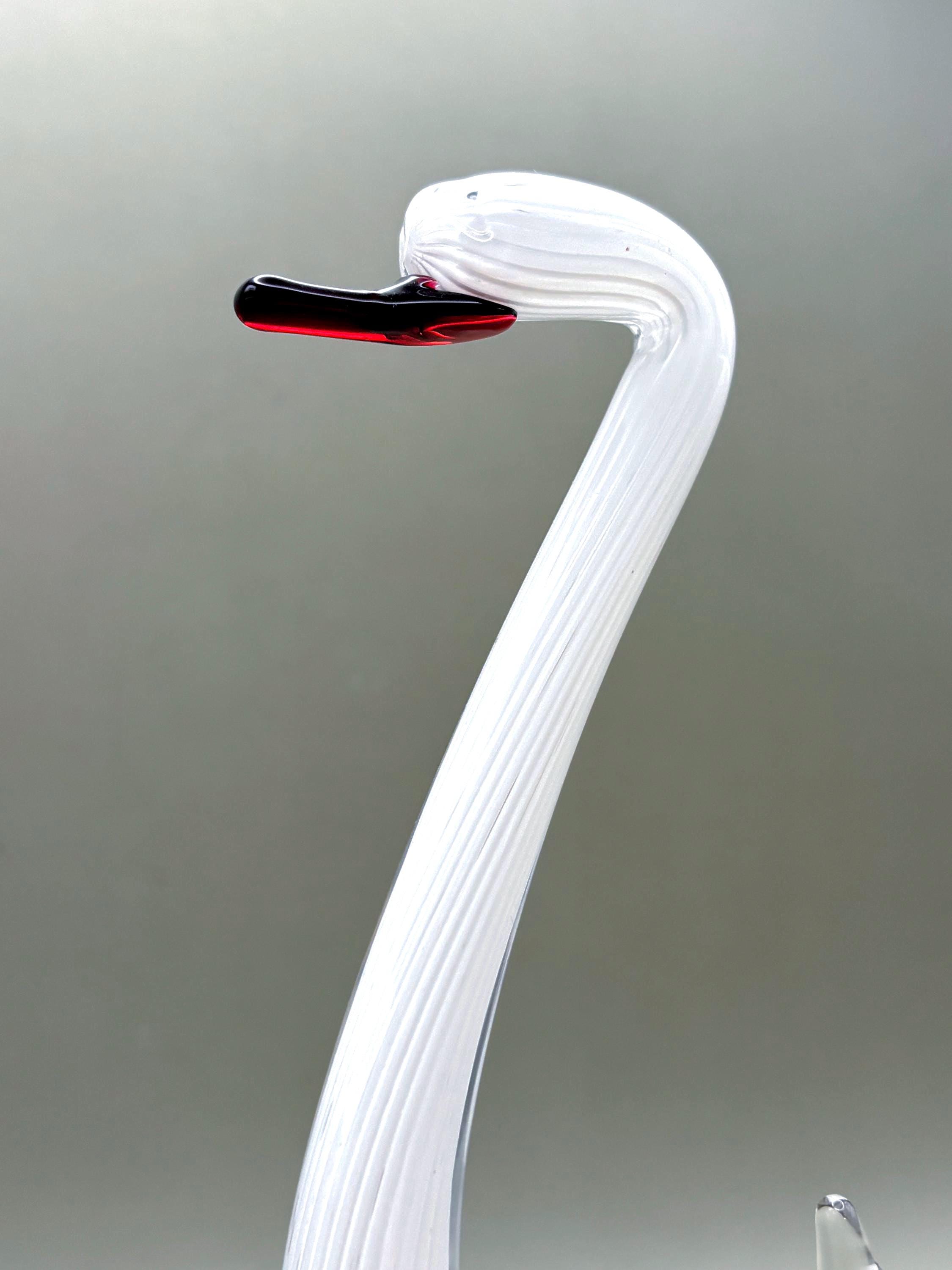 Vintage Marcolin FM Konstglas Swan Sculpture, Large Art Glass Figurine | Swedish Art Decor