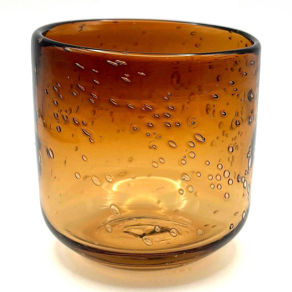 Vintage Kosta Boda Amber Bubble Glass Candle Holder, Erik Höglund Scandinavian Art Glass