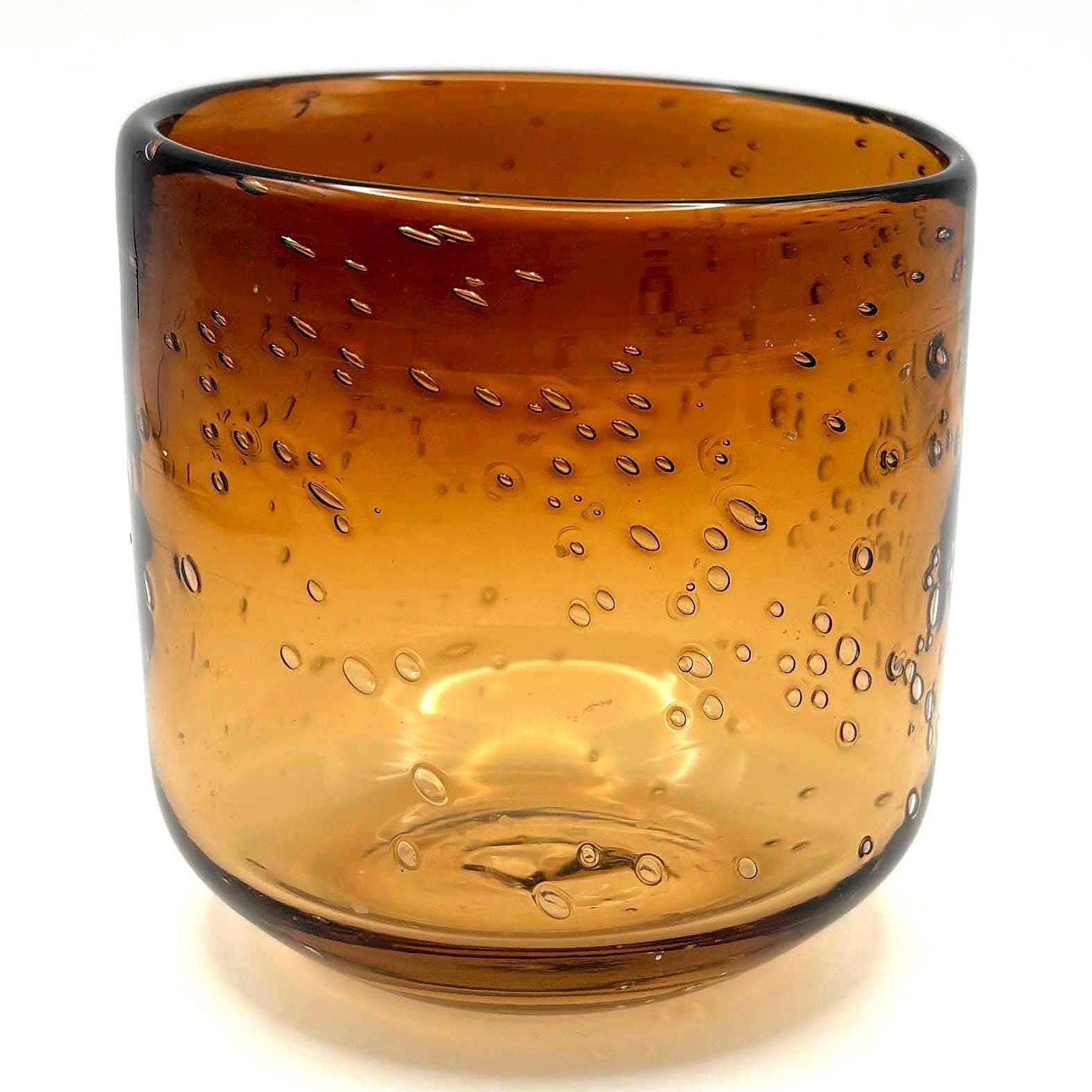 Vintage Kosta Boda Amber Bubble Glass Candle Holder, Erik Höglund Scandinavian Art Glass