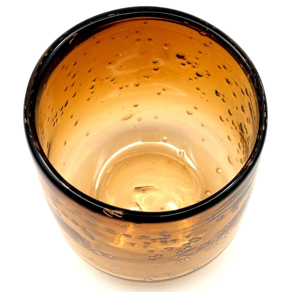 Vintage Kosta Boda Amber Bubble Glass Candle Holder, Erik Höglund Scandinavian Art Glass