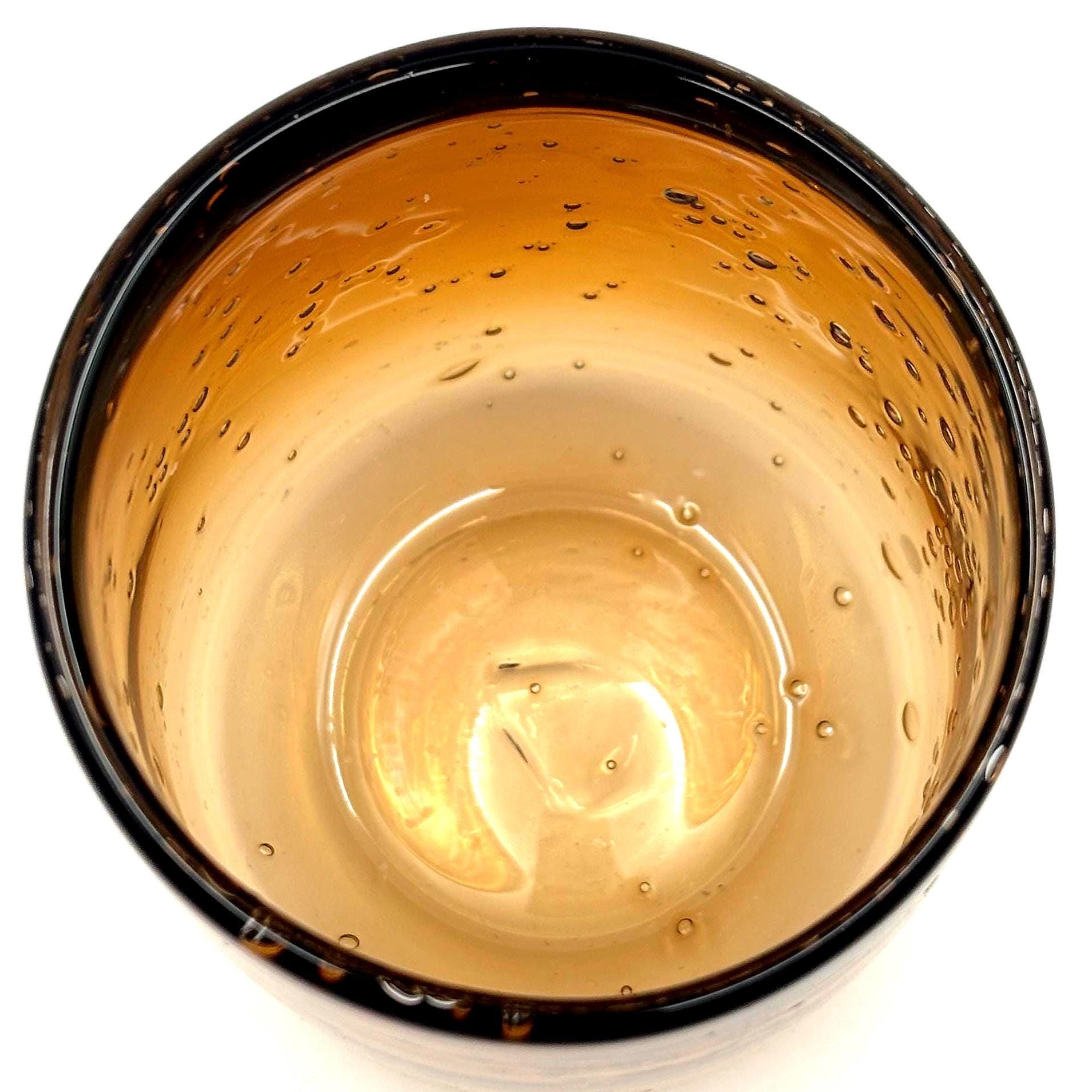 Vintage Kosta Boda Amber Bubble Glass Candle Holder, Erik Höglund Scandinavian Art Glass