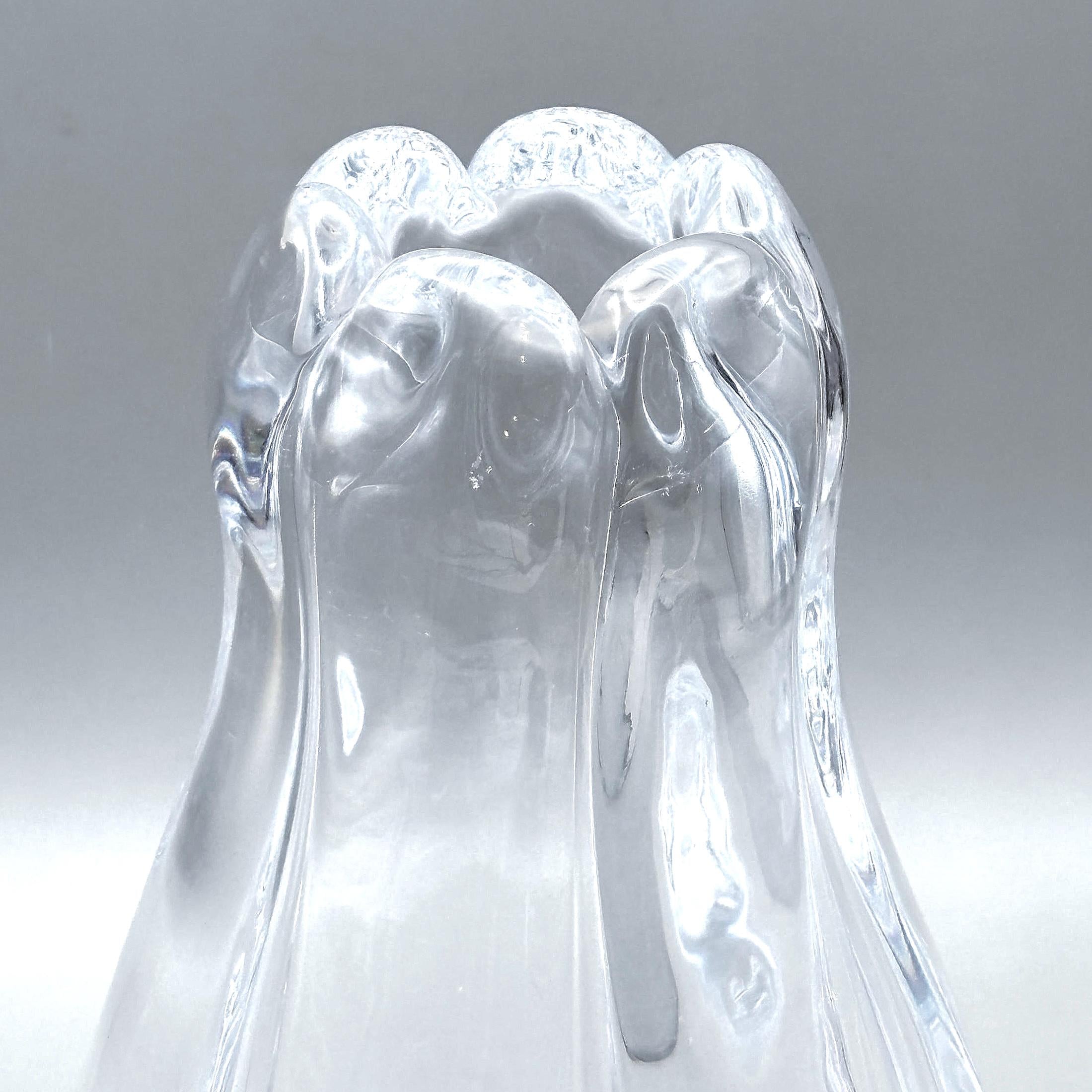 Vintage Orrefors Crystal Vase by Vicke Lindstrand, Signed Swedish Art Glass