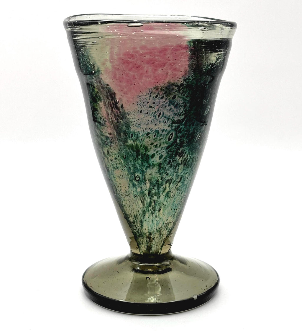 Vintage Kosta Boda Art Glass Vase | Kjell Engman | Pink Green Swedish Glass