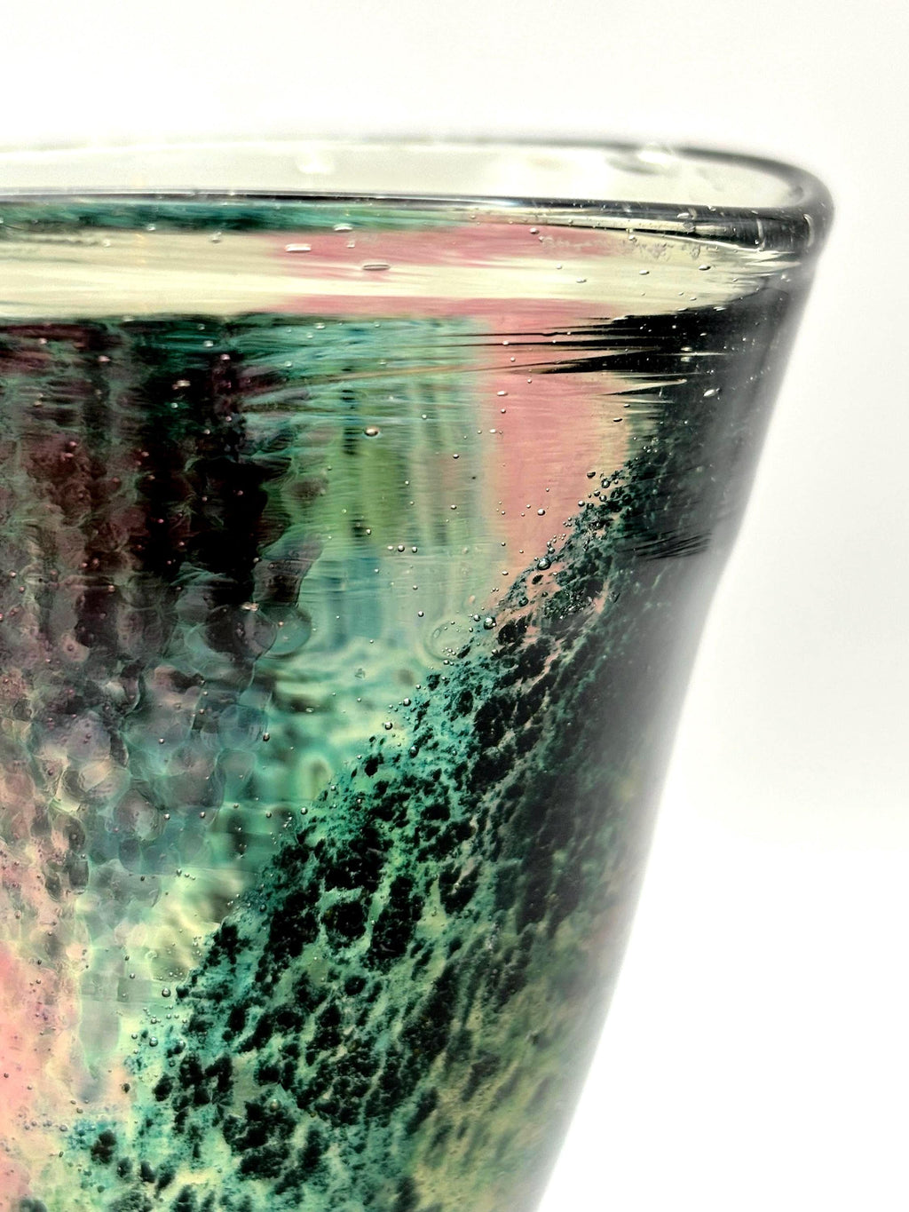 Vintage Kosta Boda Art Glass Vase | Kjell Engman | Pink Green Swedish Glass