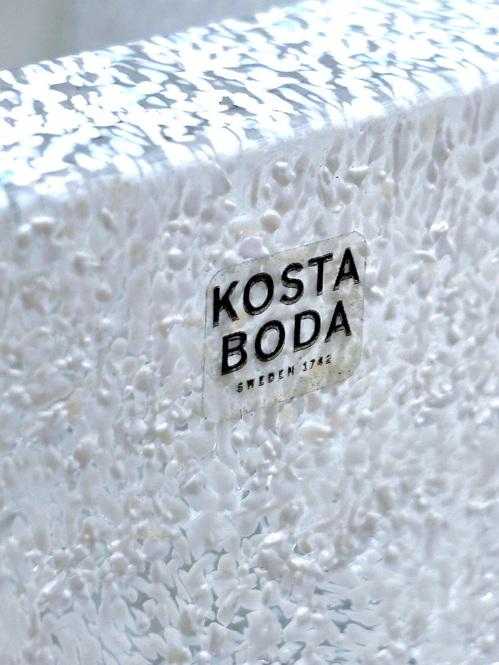 Vintage Kosta Boda Brick Crystal Votive, Anna Ehrner | Scandinavian Ice Glass Candle Holder
