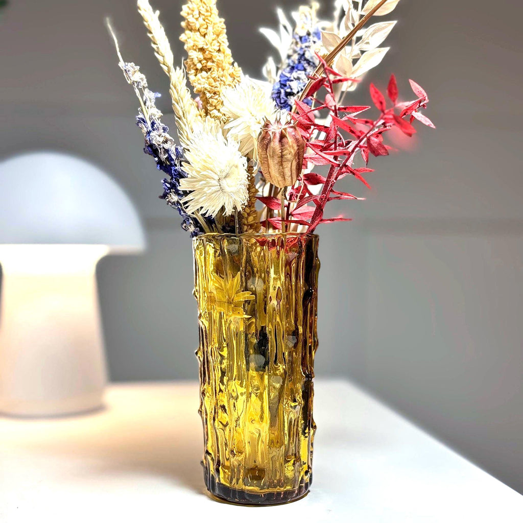 Vintage Bo Borgström, Sweden. Amber Textured Art Glass Vase, 14 cm