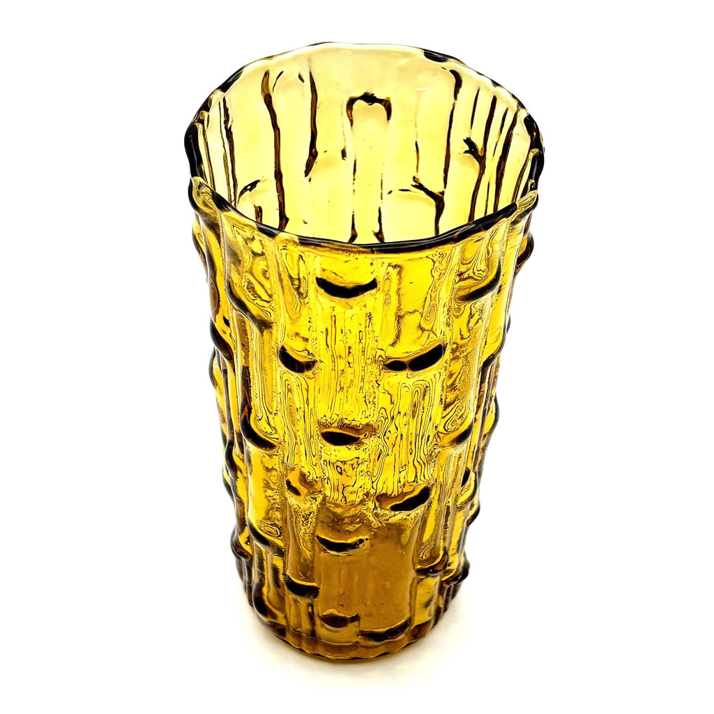 Vintage Bo Borgström, Sweden. Amber Textured Art Glass Vase, 14 cm
