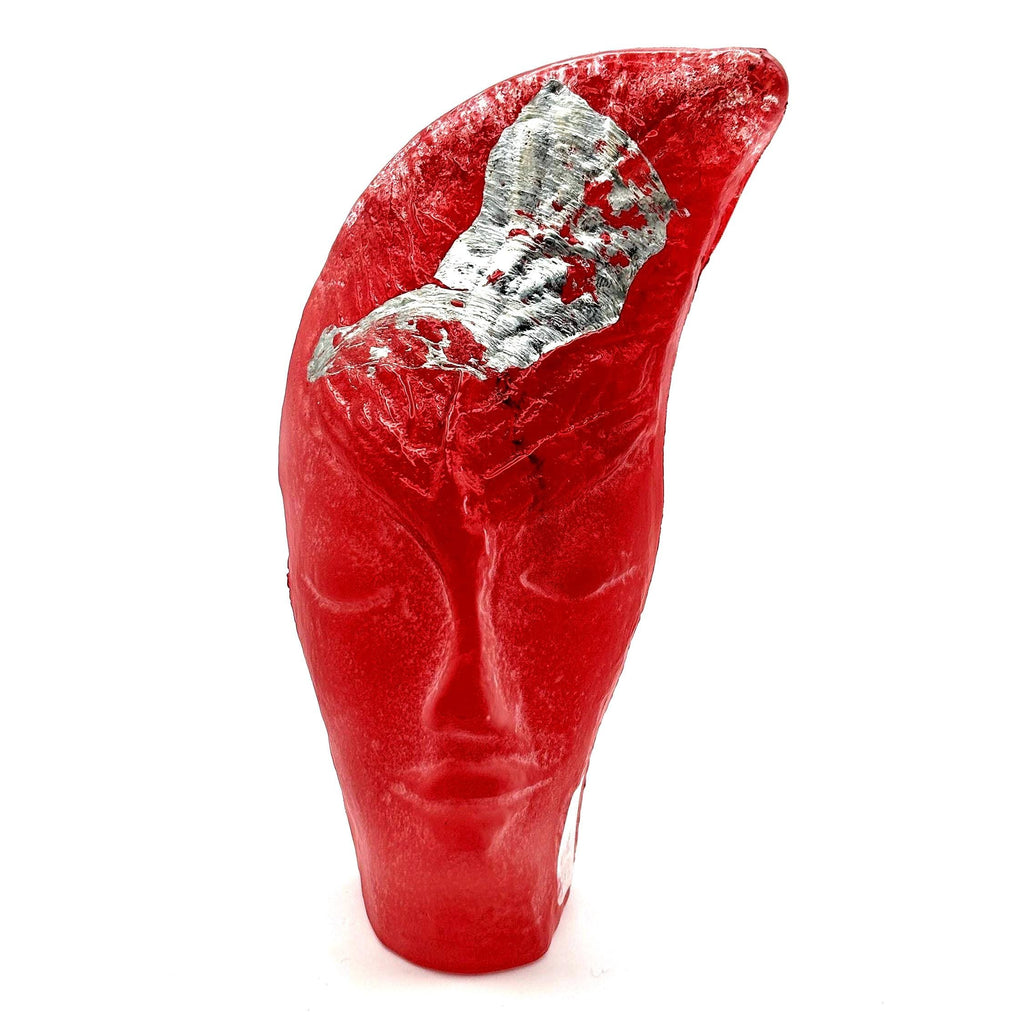 Vintage Magnor Frosted Glass Face Sculpture, Norwegian Art Glass