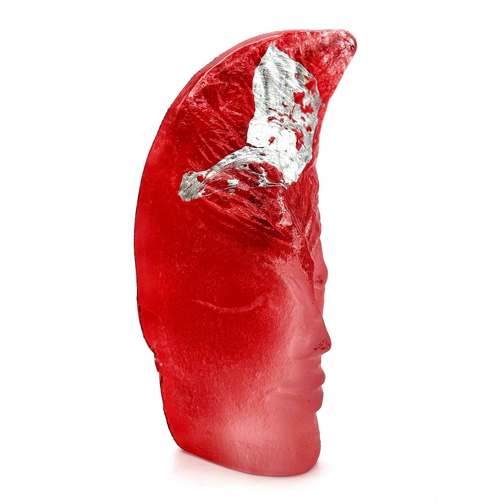 Vintage Magnor Frosted Glass Face Sculpture, Norwegian Art Glass