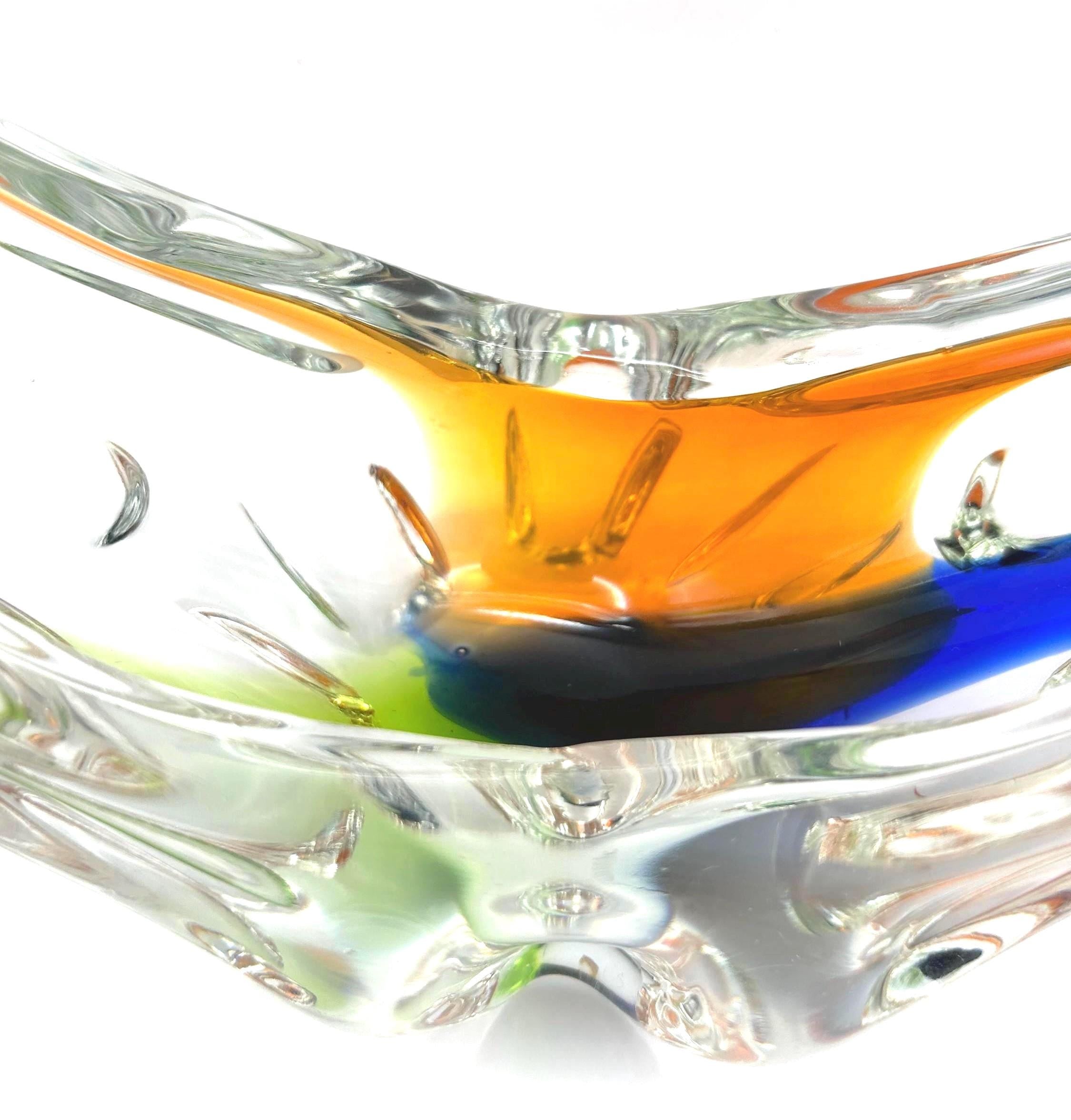 Vintage Bohemian Rhapsody Art Glass Bowl | Sculptural Crystal Centerpiece