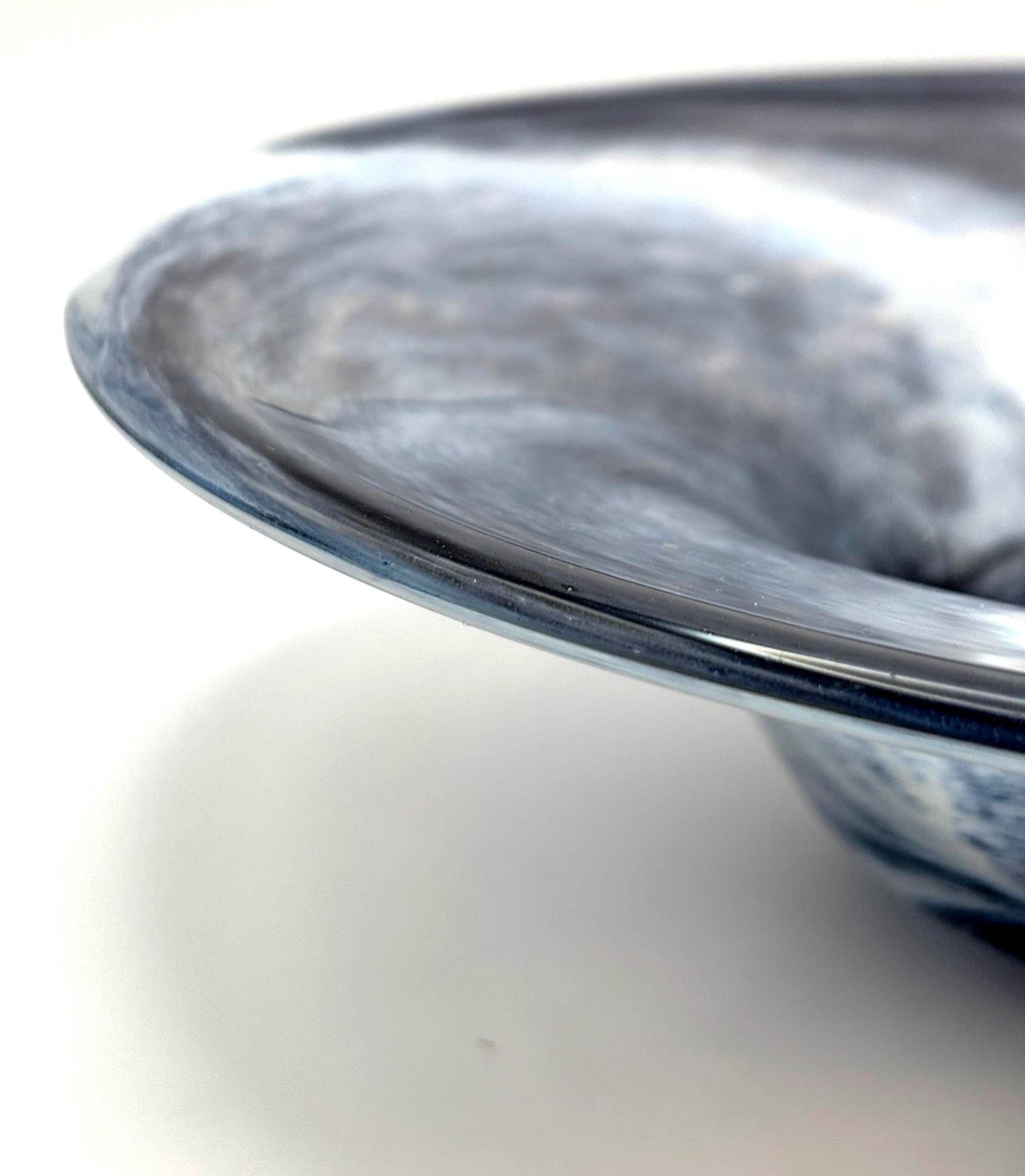 Vintage Johansson Malmö Glass Tazza Centerpiece Bowl, Signed Swedish Art Glass
