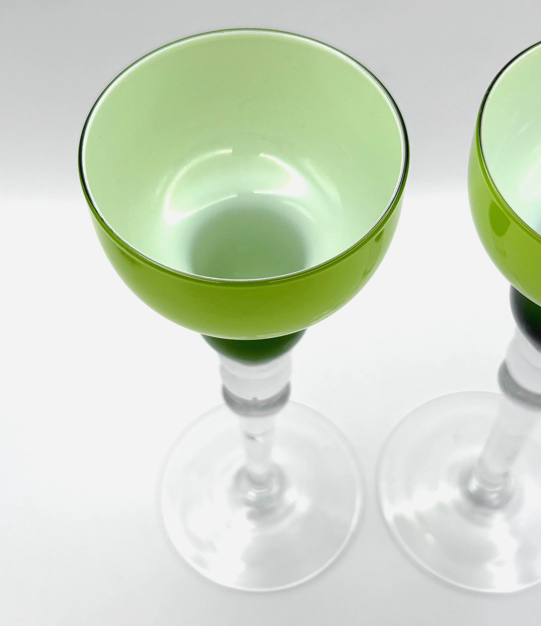 Vintage ALCO England Candle Holders | Lime Green Ombre Glass Candlestick Set