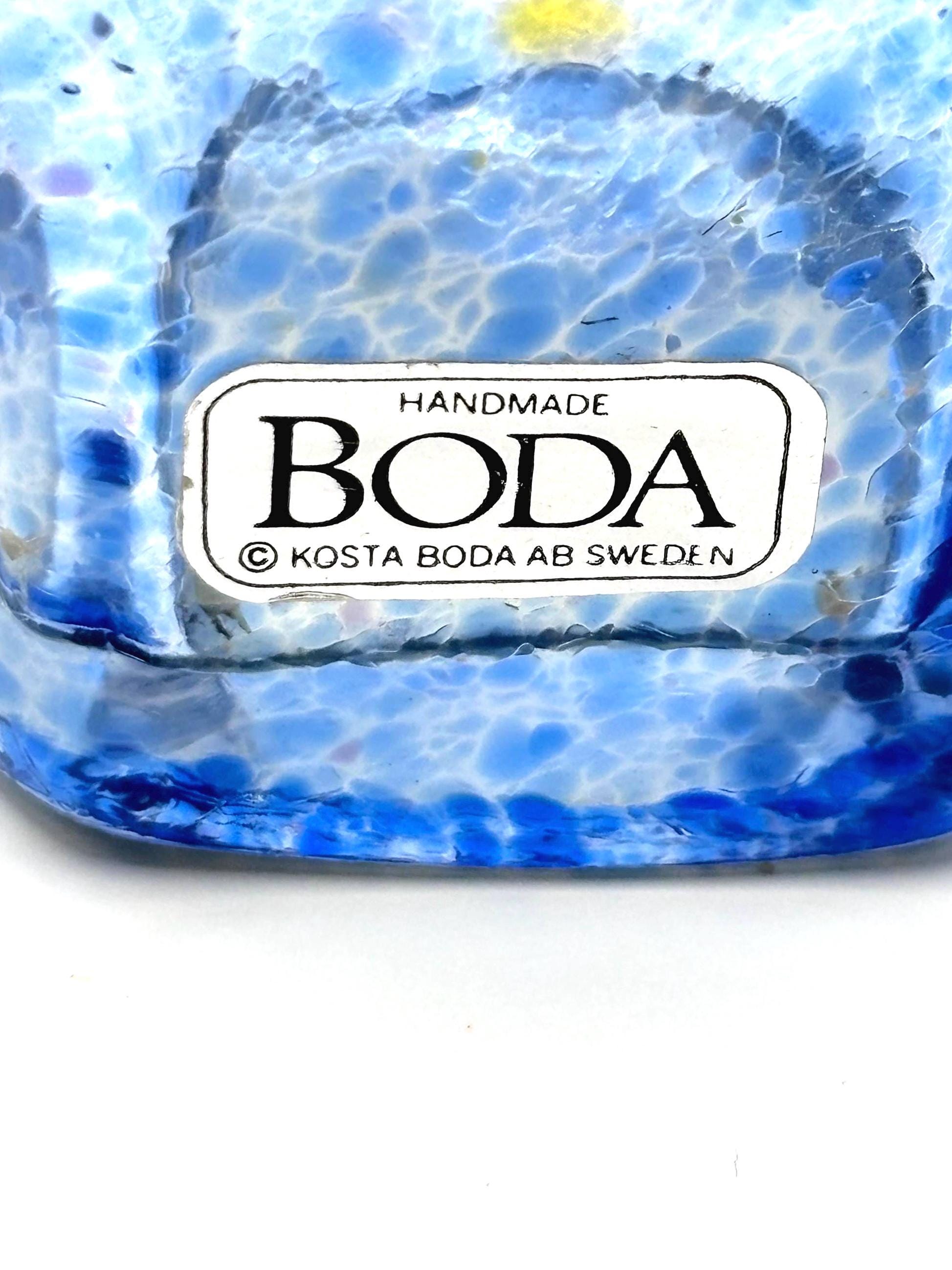 Vintage Kosta Boda, Erik Höglund, Blue Amber Art Glass Vase | Swedish Scandinavian Decor
