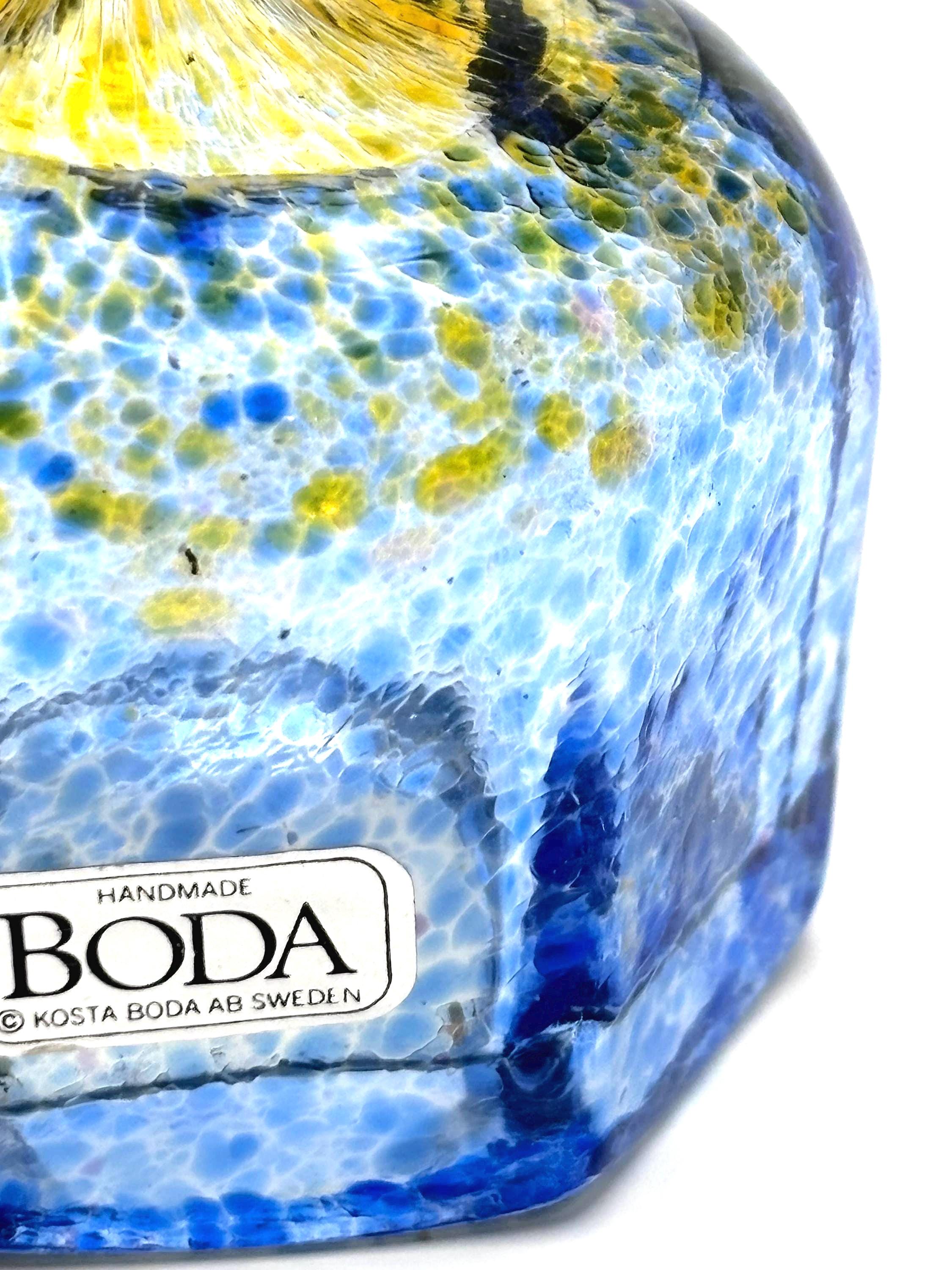 Vintage Kosta Boda, Erik Höglund, Blue Amber Art Glass Vase | Swedish Scandinavian Decor