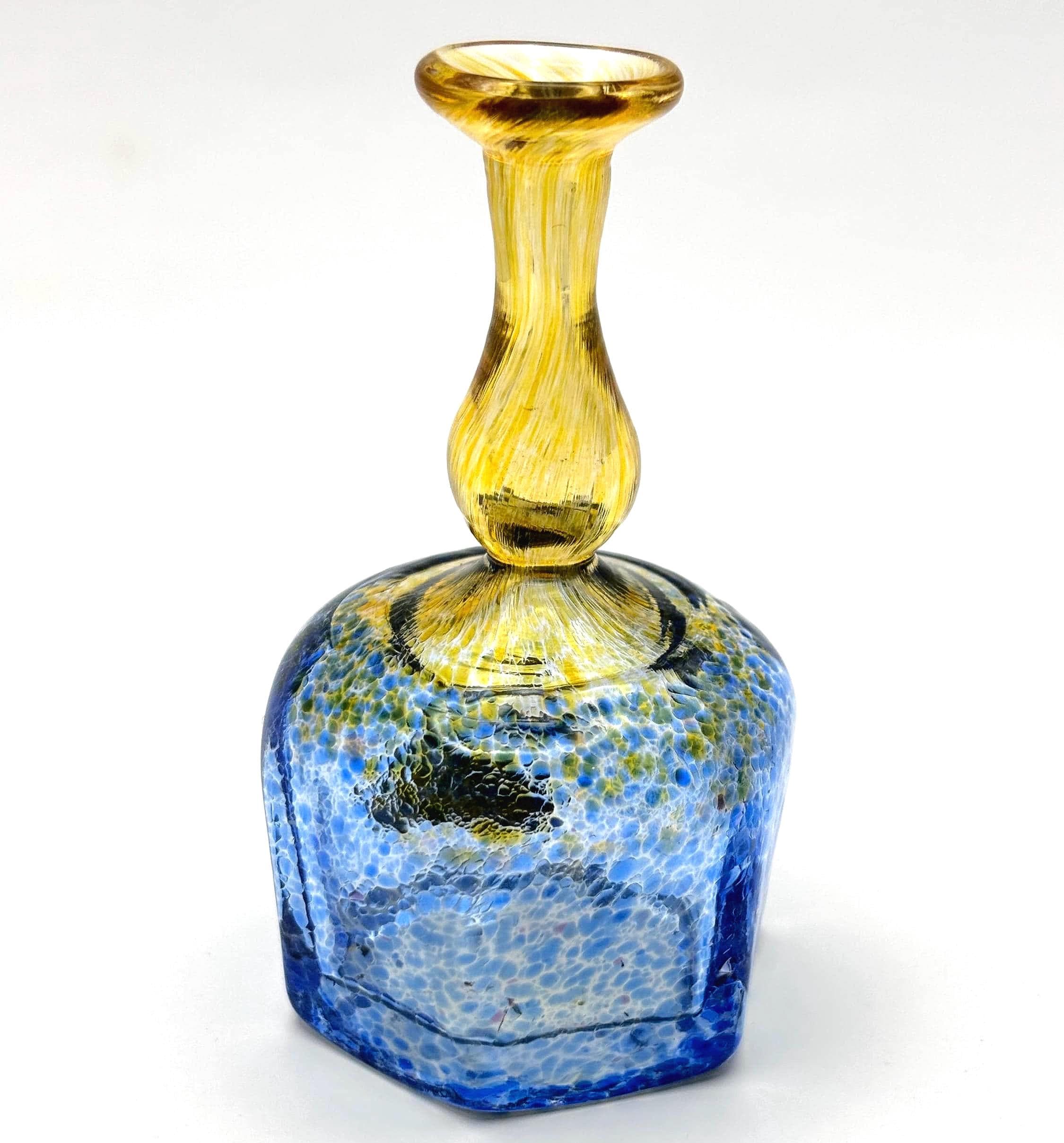 Vintage Kosta Boda, Erik Höglund, Blue Amber Art Glass Vase | Swedish Scandinavian Decor