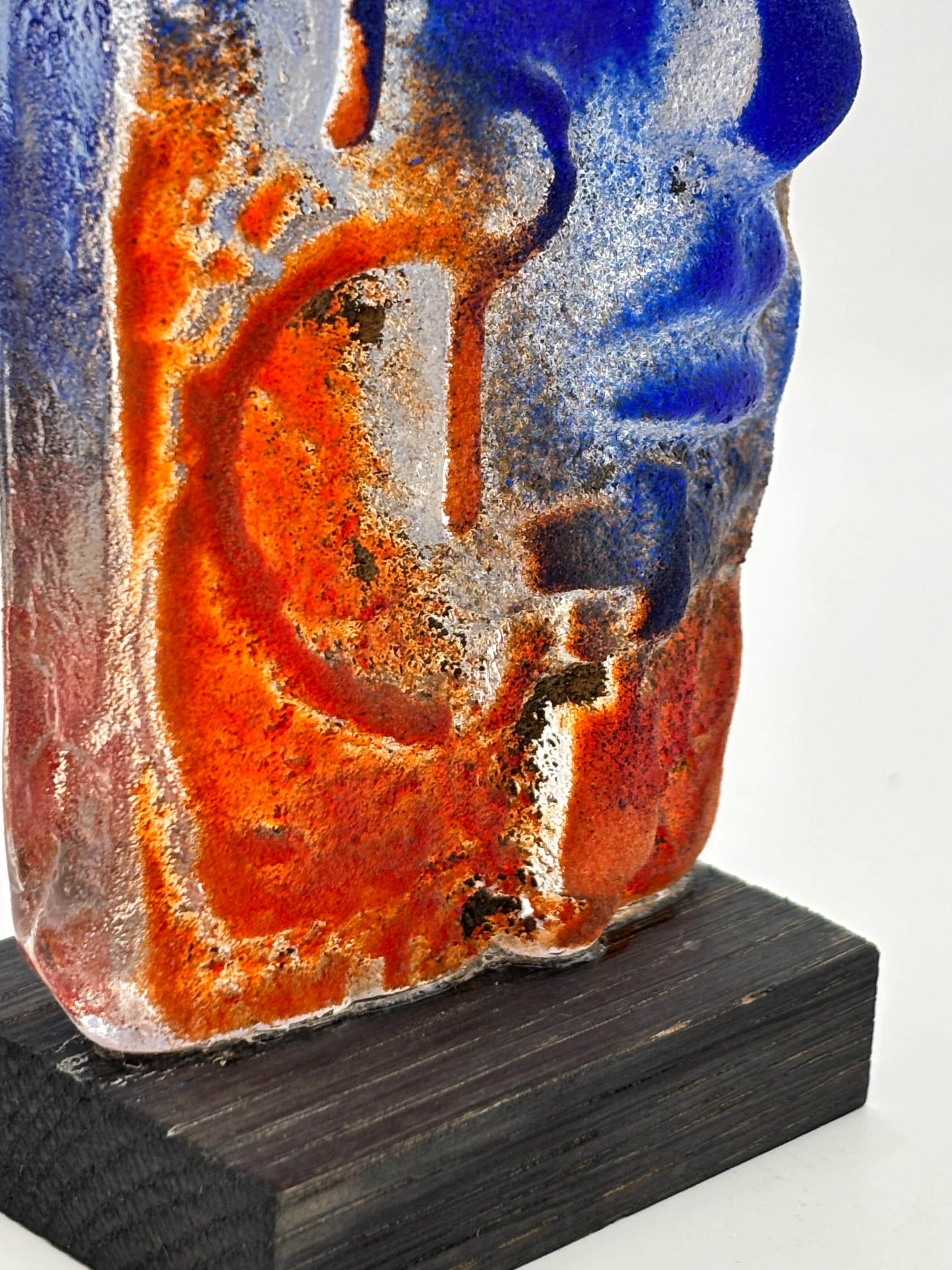 Björn Ekegren, Rare Signed Glass Face skulpture | Mid Century Modern Scandinavian