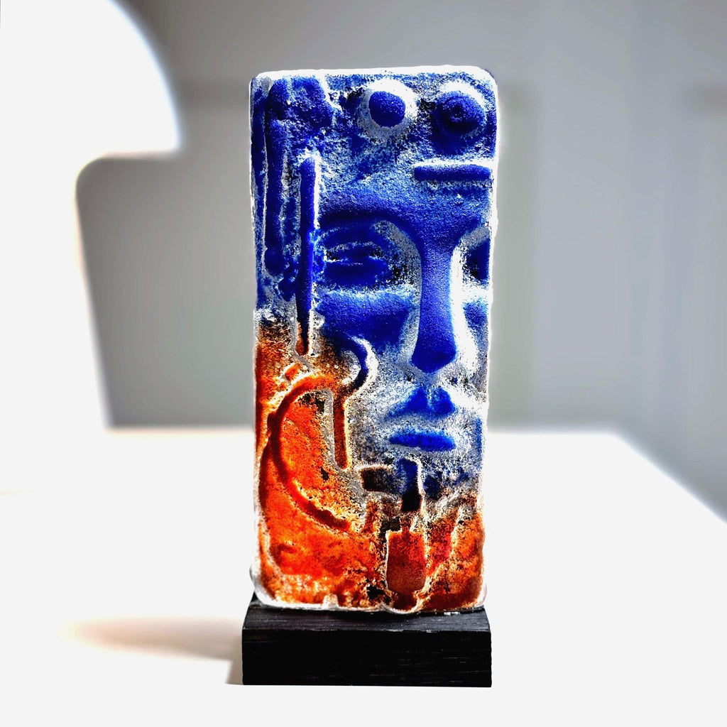 Björn Ekegren, Signed Glass Face skulpture | Mid Century Modern Scandinavian