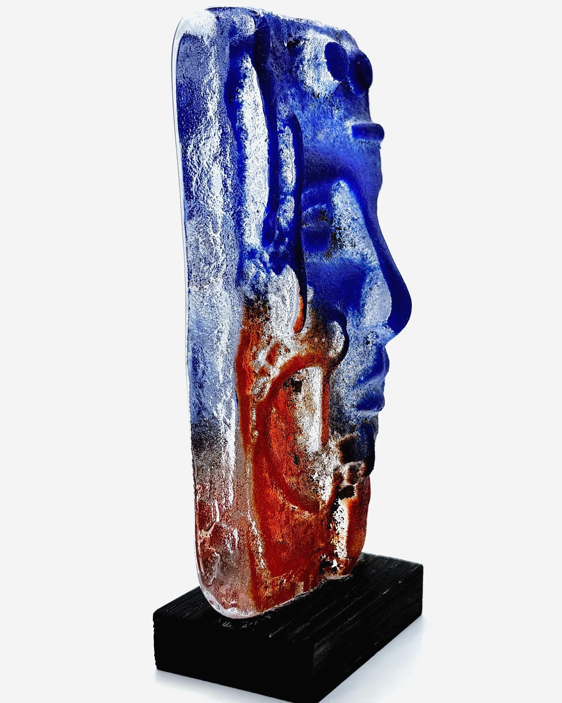 Björn Ekegren, Rare Signed Glass Face skulpture | Mid Century Modern Scandinavian