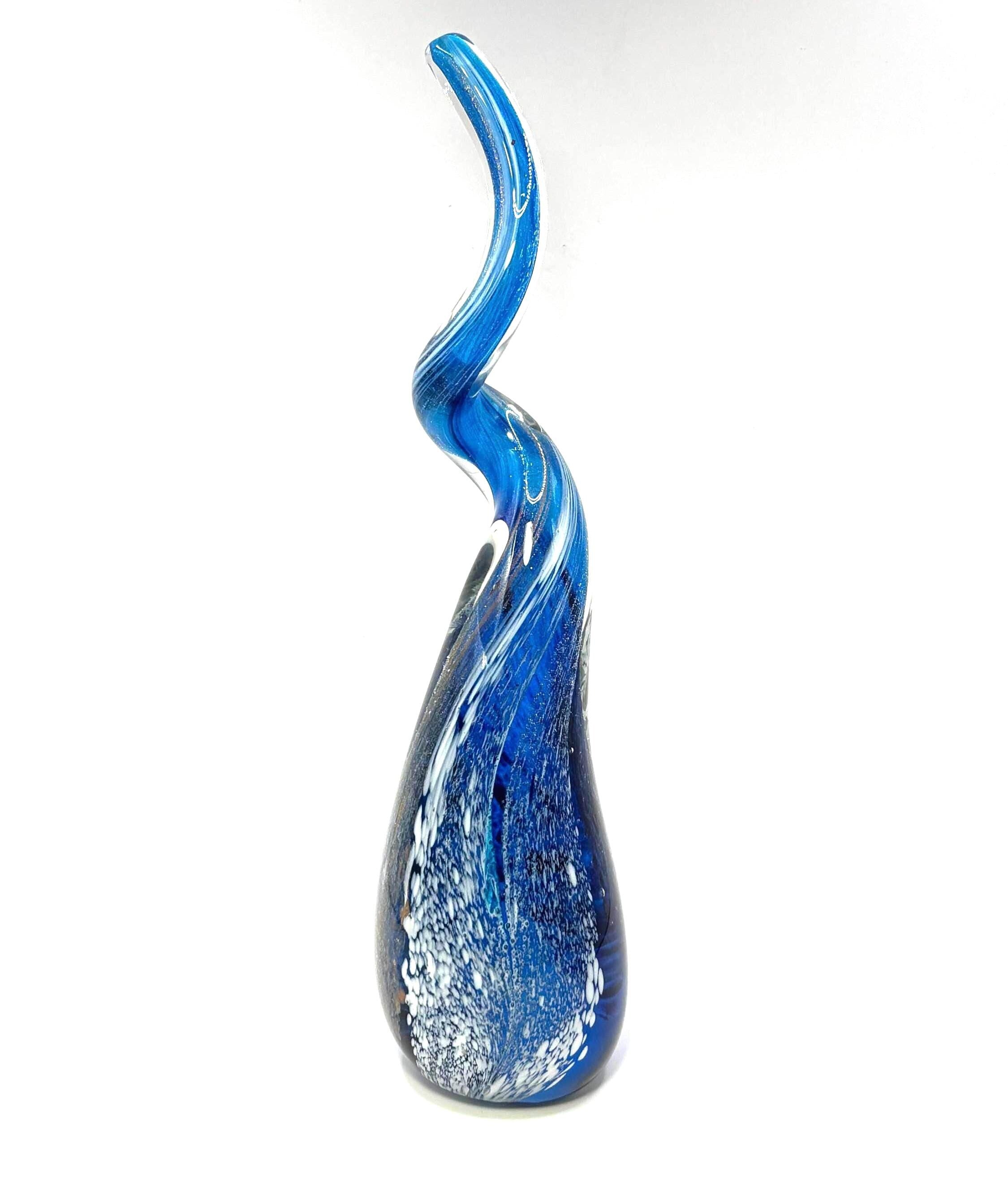 Murano, Tall Blue Aventurine | Italian Art Glass Sculpture