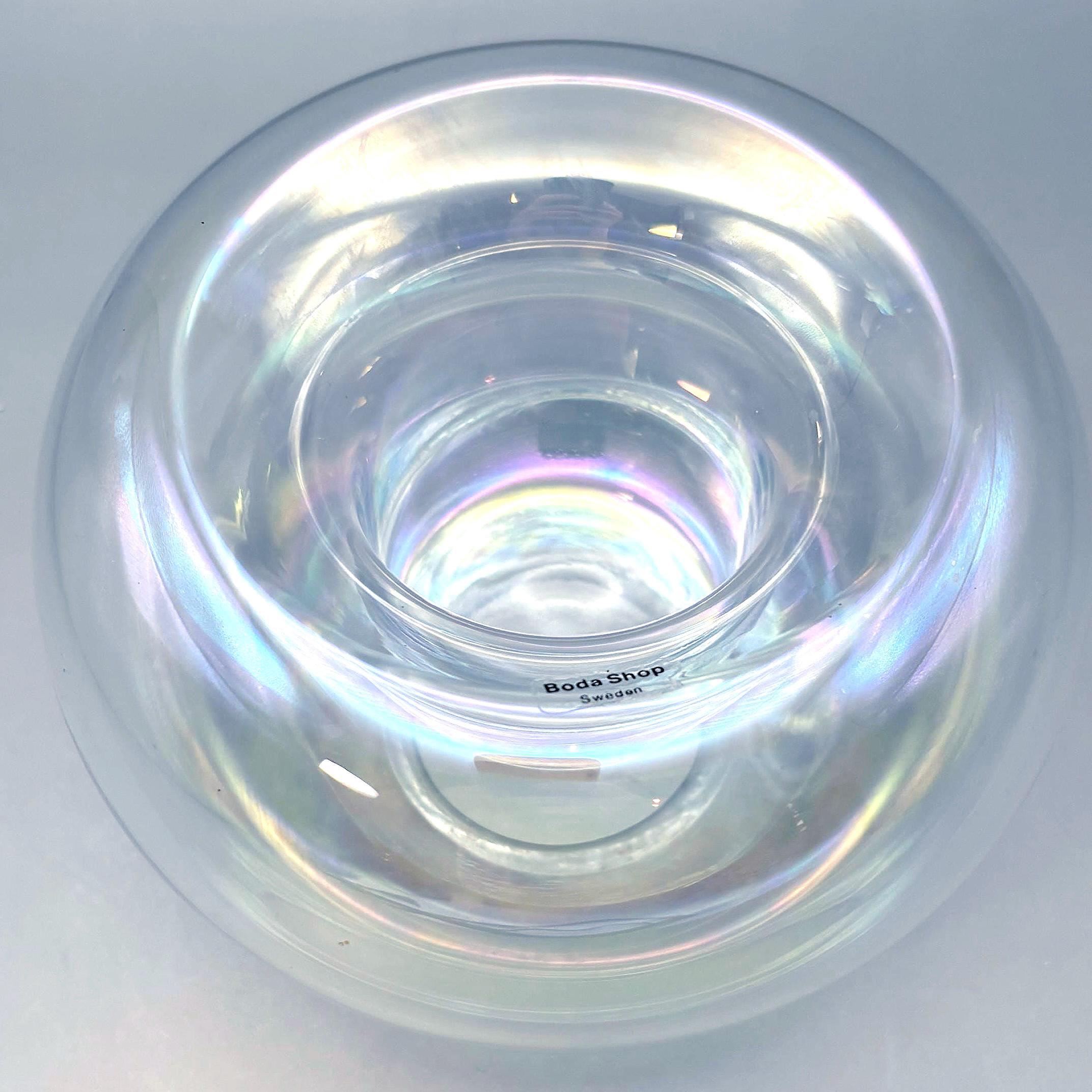 Vintage Kosta Boda Crystal Candle Holder | Ann Wärff Iridescent Art Glass