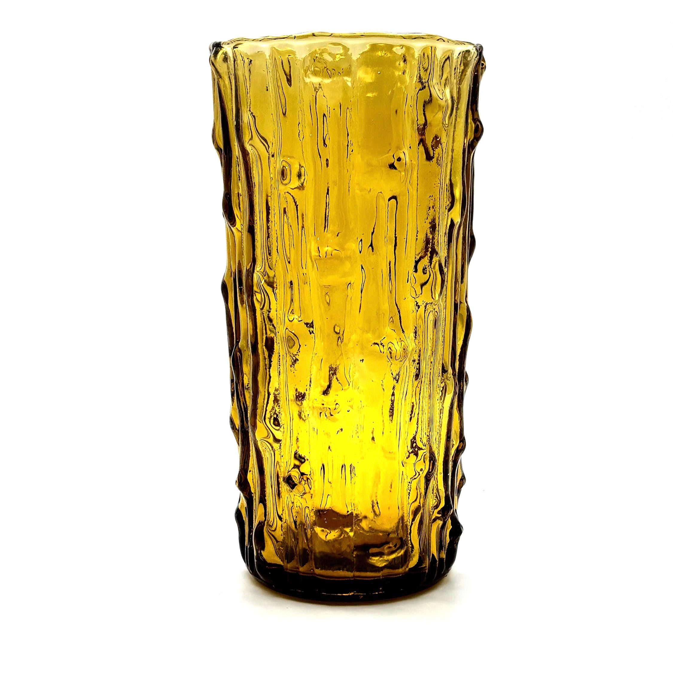 Vintage Bo Borgström, Sweden. Amber Textured Art Glass Vase, 14 cm