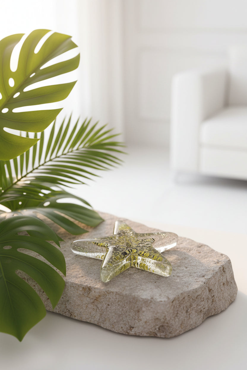 Vintage Kosta Boda, Bertil Vallien, Starfish Paperweight Sculpture | Swedish Art Glass Decor