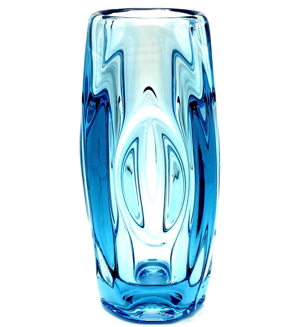 Vintage Sklo Union Bud Vase | Rudolf Schrötter Blue Czech Art Glass