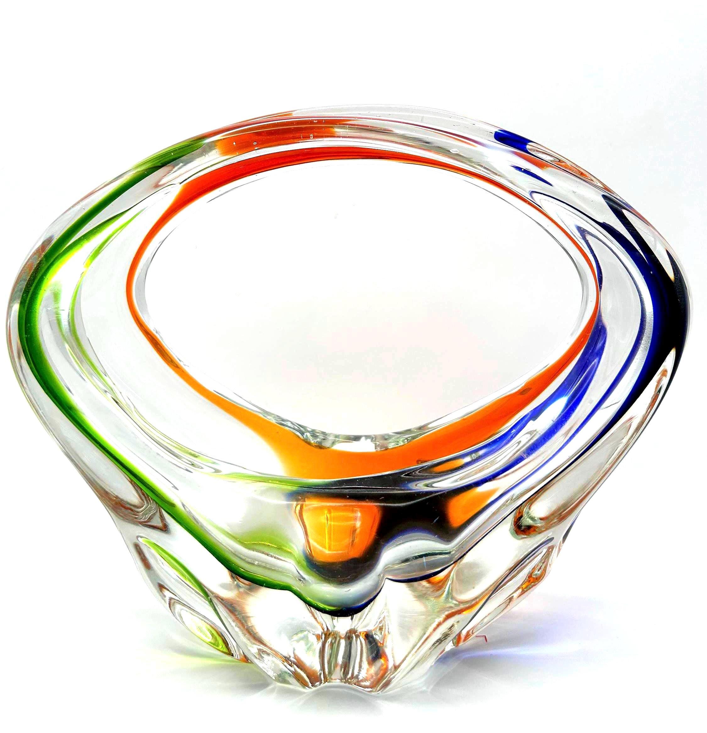 Vintage Bohemian Rhapsody Art Glass Bowl | Sculptural Crystal Centerpiece