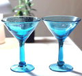 Aphrodite Style, Cobalt Blue Cocktail/Martini Glasses, Bubble Glass
