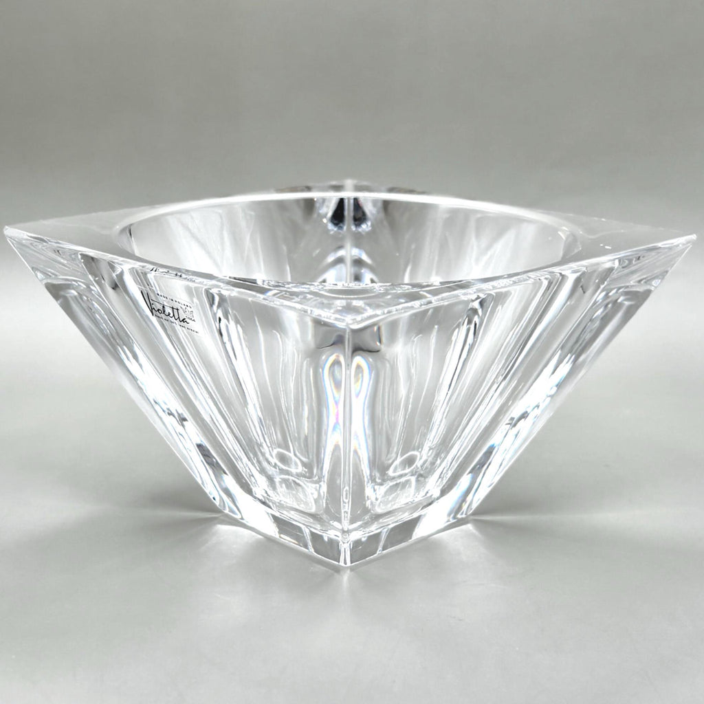Violetta, Hand Cut Lead Crystal Bowl, Original Sticker Square Design | Polish Glass Art