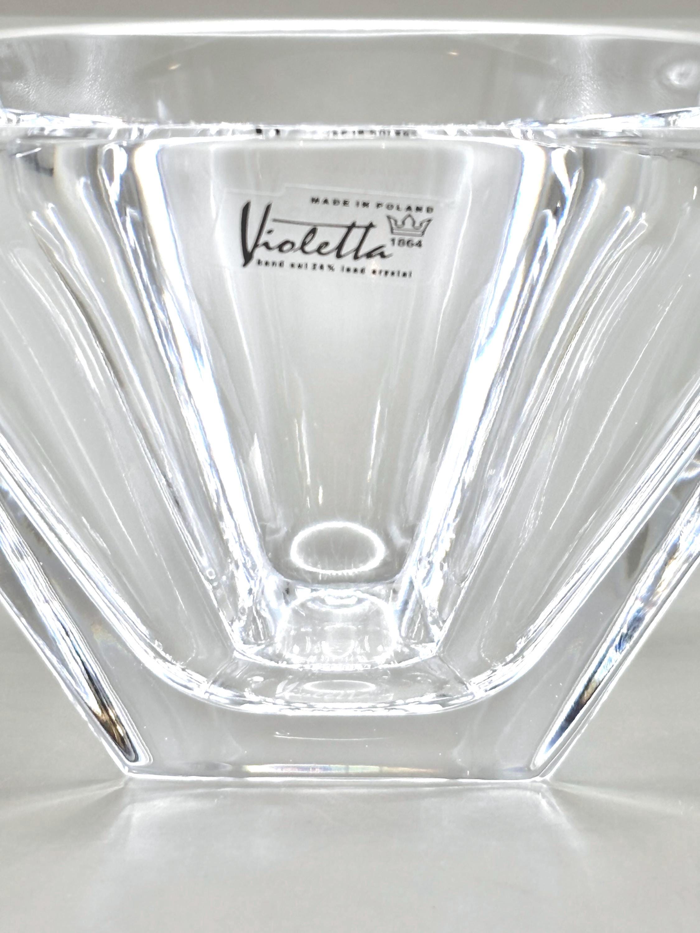 Violetta, Hand Cut Lead Crystal Bowl, Square Design | Polish Glass Art
